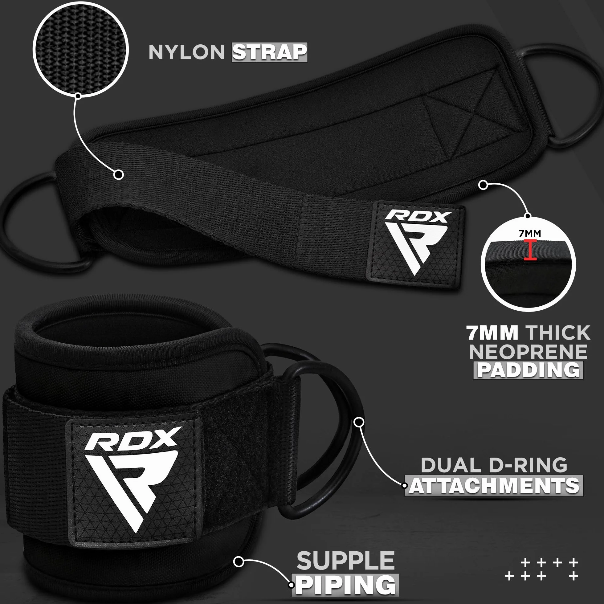 RDX Sangle Cheville Musculation Anneau Fixation Ankle Straps Poignet Wraps Fitness Entraînement