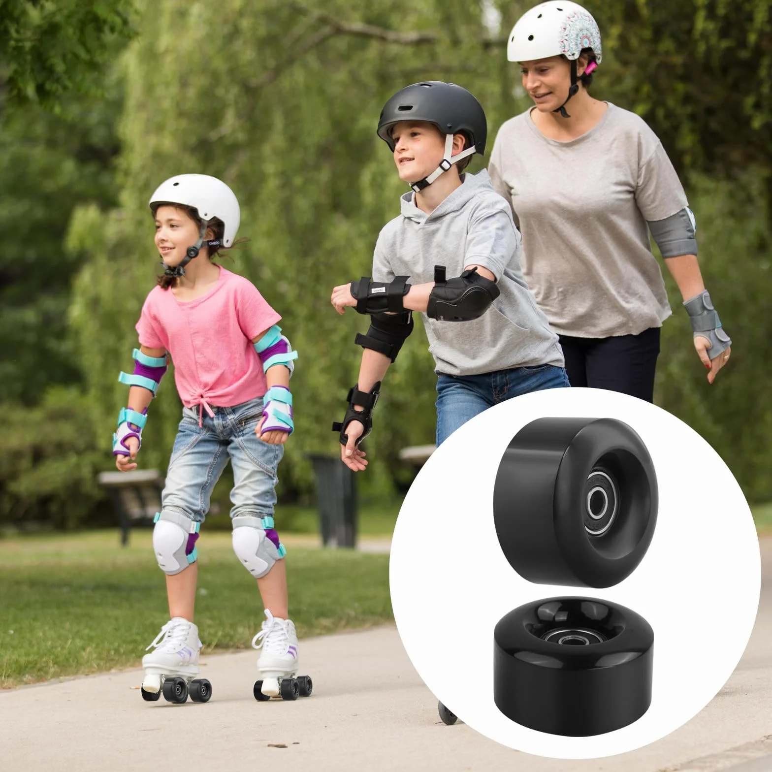 Roues de Patin à Roulettes 58x32mm PU, Roulements Double, Remplacement pour Quad Skates