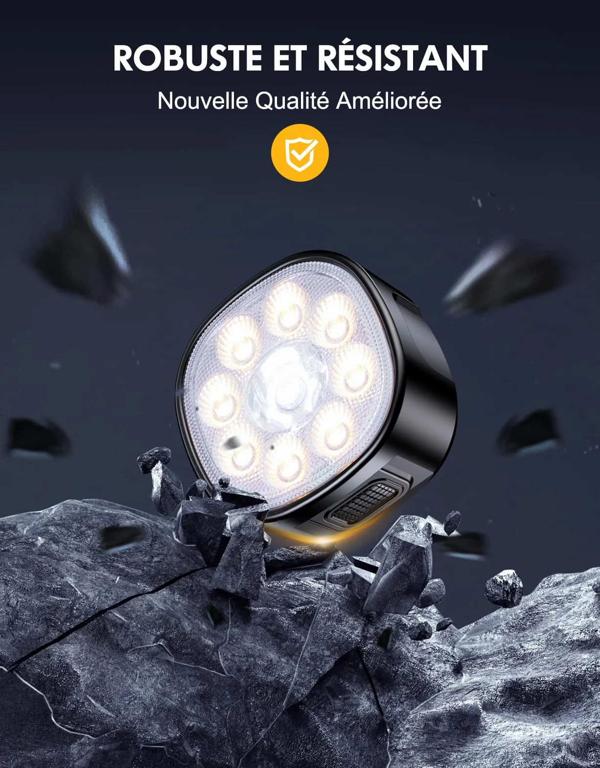 Babacom Lumiere Velo [Spot & Faisceau d'Inondation], Éclairage Vélo Avant et Arrière Rechargeable USB, 8+7 Modes Lampe Velo Moto LED Puissantes Étanche IP65 pour VTT, Trotinette Electrique, Jour/Nuit