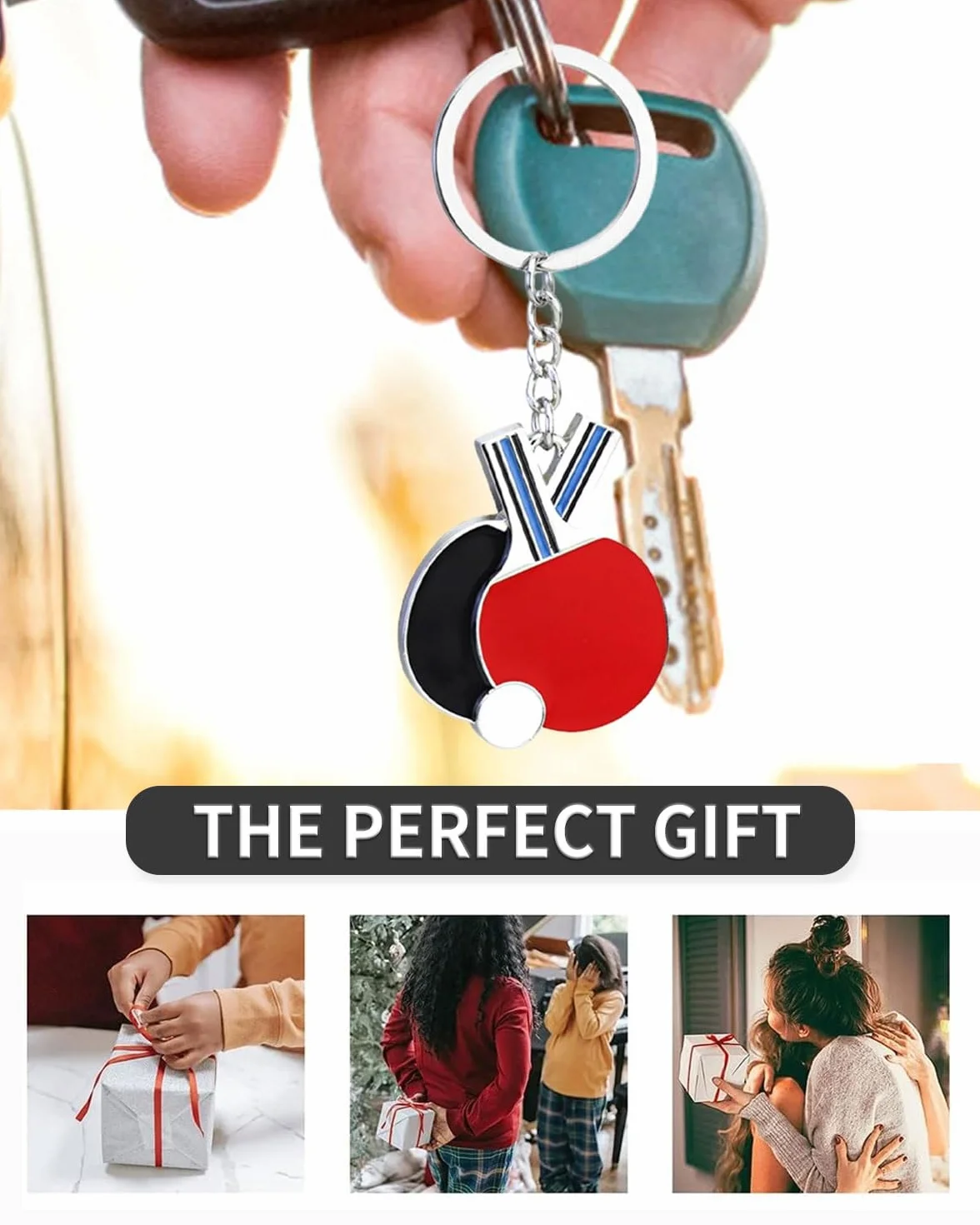 1 porte-clés tennis de table, porte-clés sport, pendentif de clé, amoureux du tennis de table, pour les amis, la famille, les amoureux, pour les clés, les sacs à dos