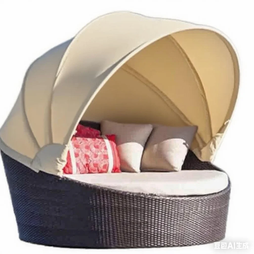 Toile Pare-Soleil De Remplacement 214 Cm – Auvent pour Lit De Jardin Rond, Étanche, Beige