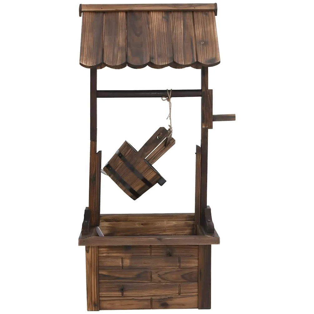 Puits à Souhait avec Pompe 57x50x112 cm Bois de Sapin Massif Brun