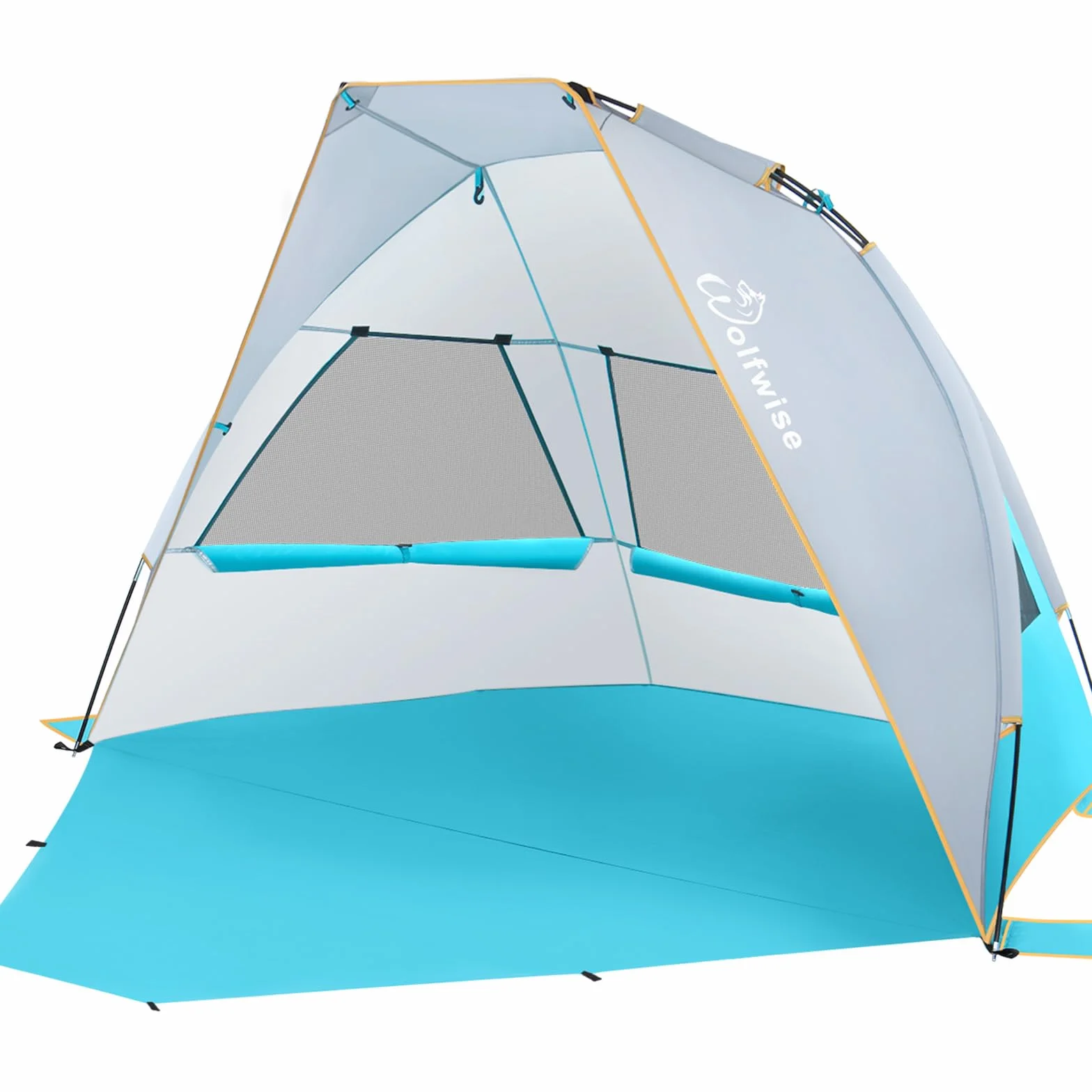 Wolfwise Tente de Plage Portable 3 Personnes avec Patin d'extension, Protection Solaire UV 50+ , 210 x115x125 CM ( 83 x45x49 IN), Bleu