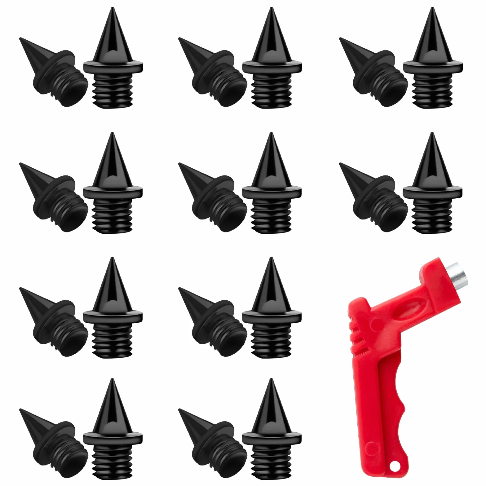 LUTER 20pcs 6,35mm(1/4 Pouces) Pointe Athlétisme avec Clé à Pointes Replacement en Acier Inoxydable Pointe Piste pour Chaussures de Sport Track Saut en Longueur et Sprint Sur le Terrain (Noir)