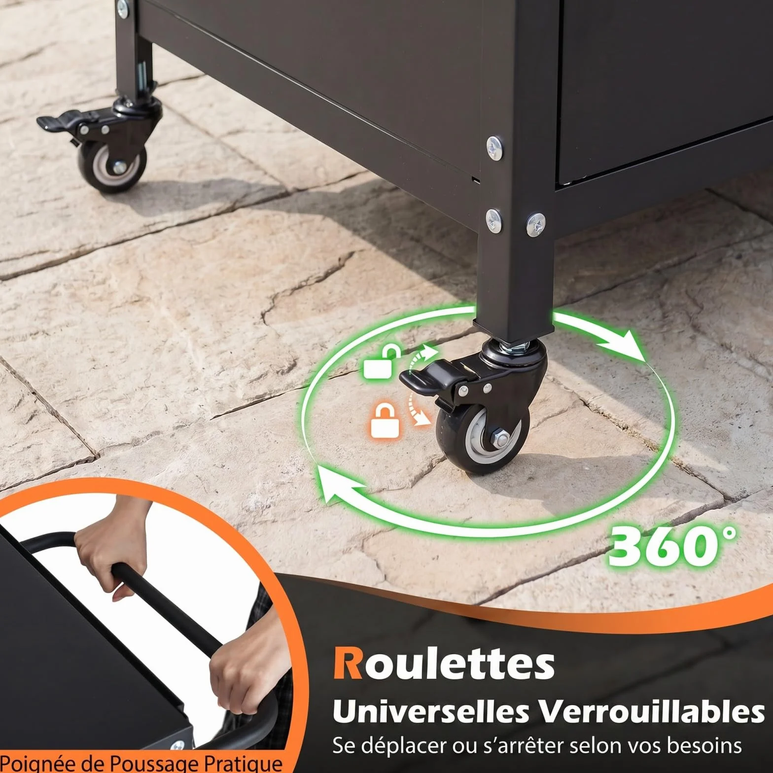 COSTWAY Chariot de Barbecue à roulettes 109 x 45 x 89 cm avec Rangement et Porte-Serviettes