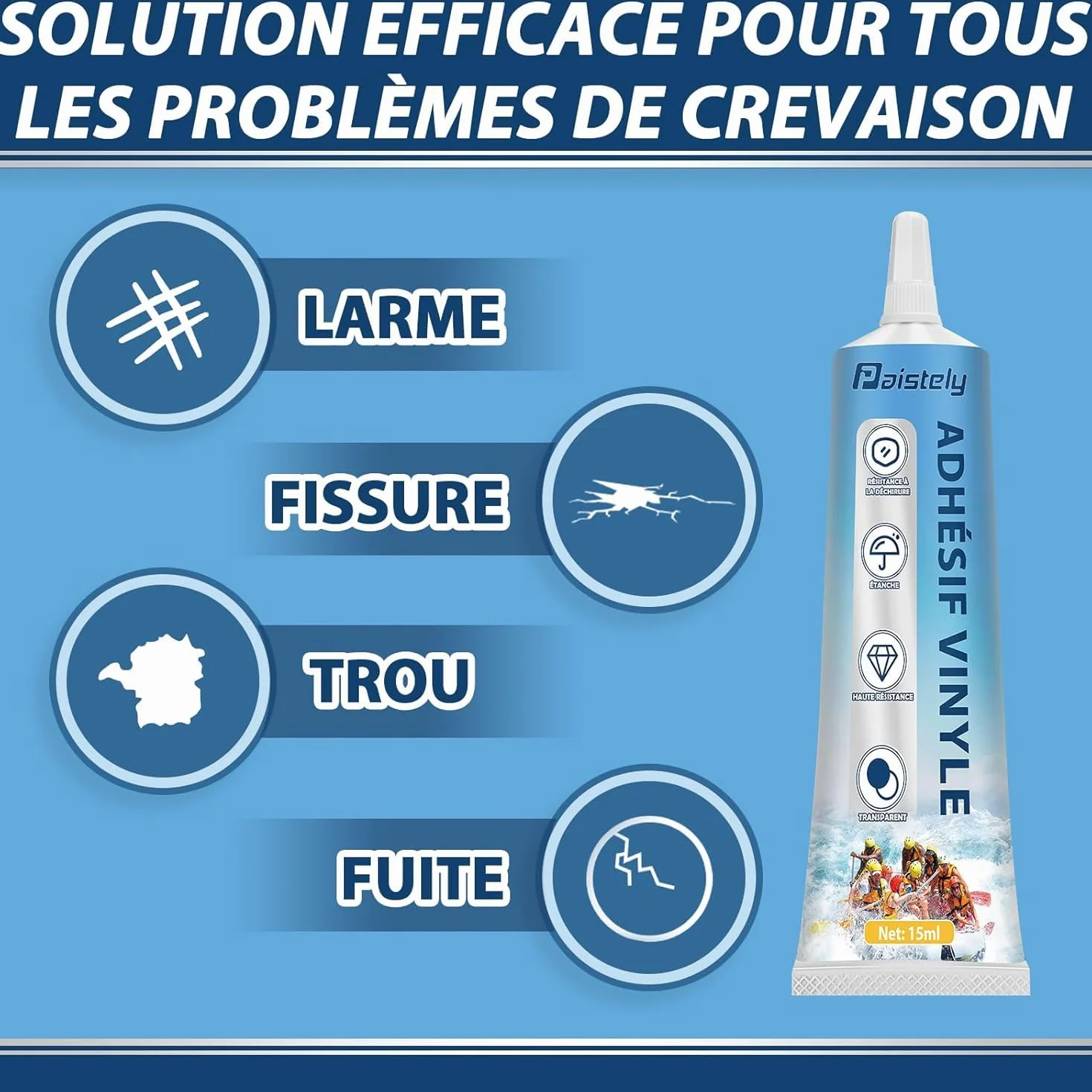 Kit Réparation Piscine et Spa Gonflable, Étanche Transparent, 15ml*2 pour Matelas Pneumatiques