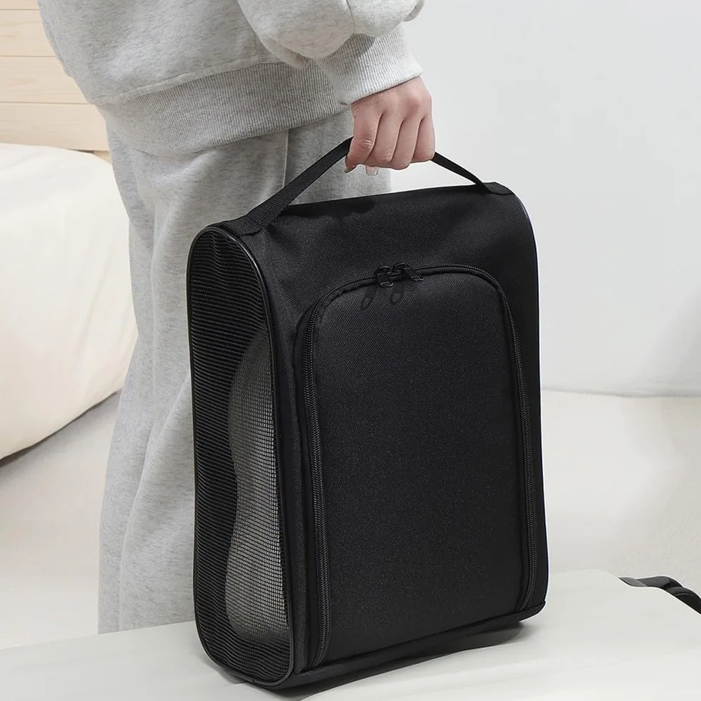 Sac de rangement pour chaussures de golf ventilation poche renforcée noir