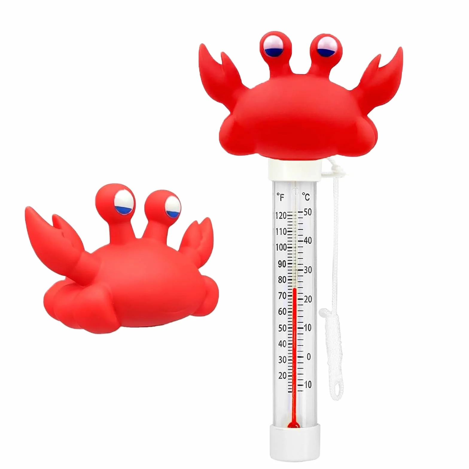 Thermomètre d'eau flottant piscine incassable cordon design cartoon crabe