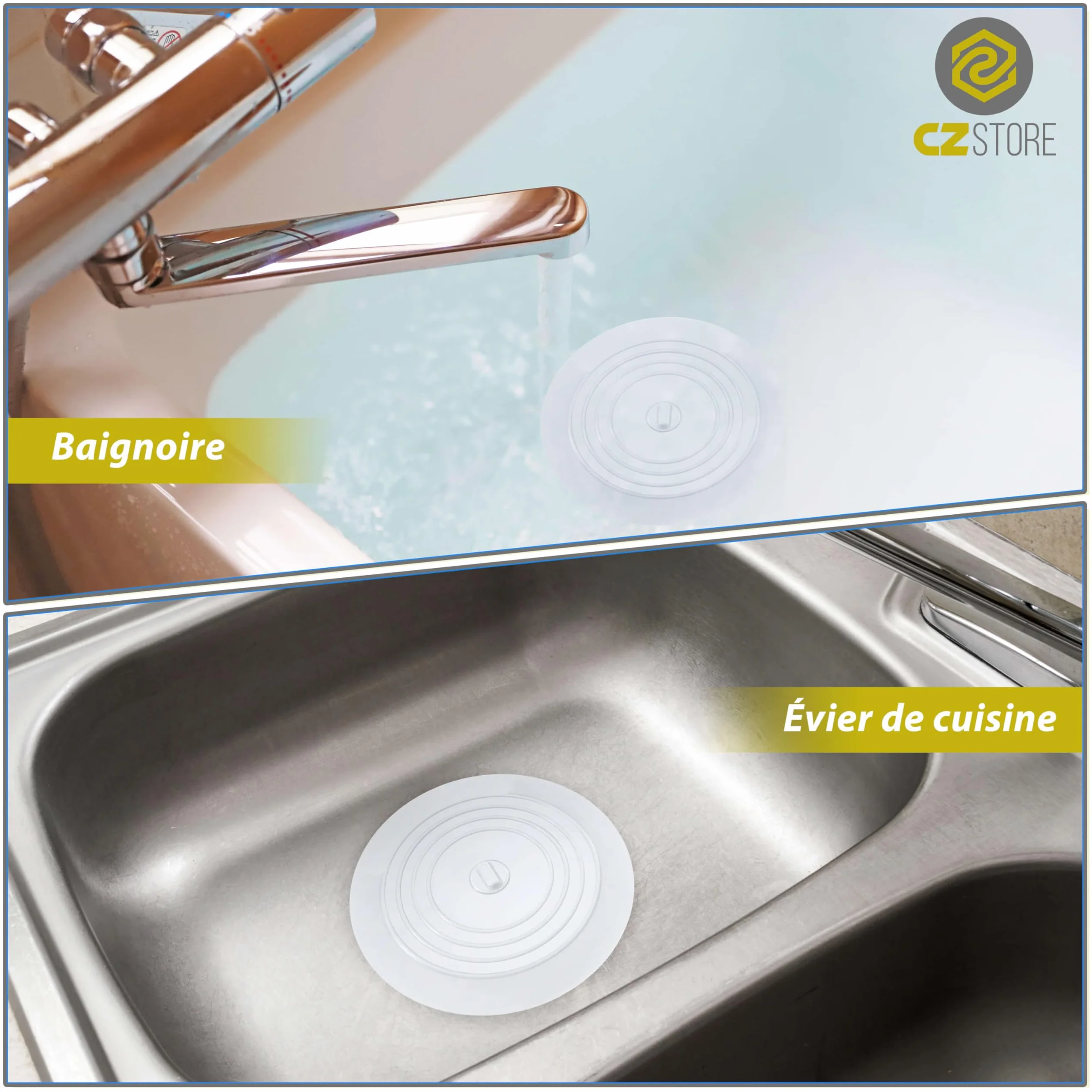 Bouchon Baignoire Silicone 15,2 CM - Bouchon Evier Cuisine Lavabo Salle de Bains