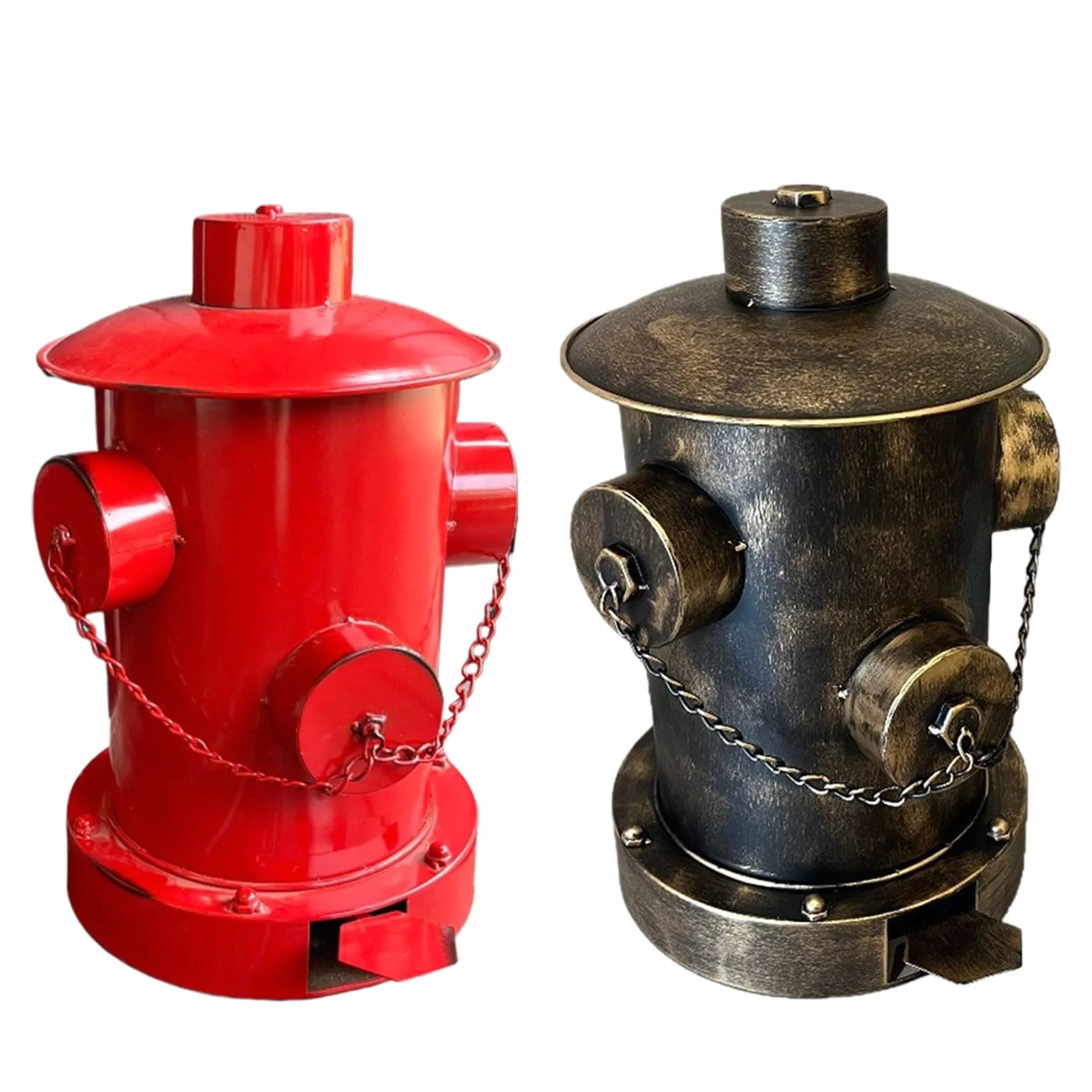 Poubelle Industrielle Rétro Bouche D'incendie Fer 28 x 40 cm Grande Capacité