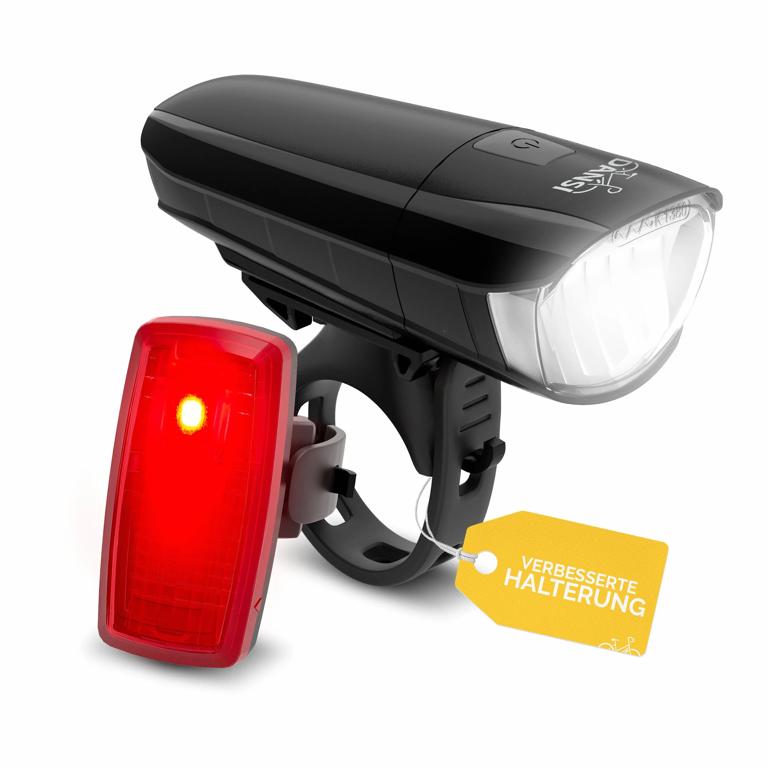 DANSI Jeu de Feux de vélo StVZO I Éclairage de vélo LED I Feu Avant Clair
