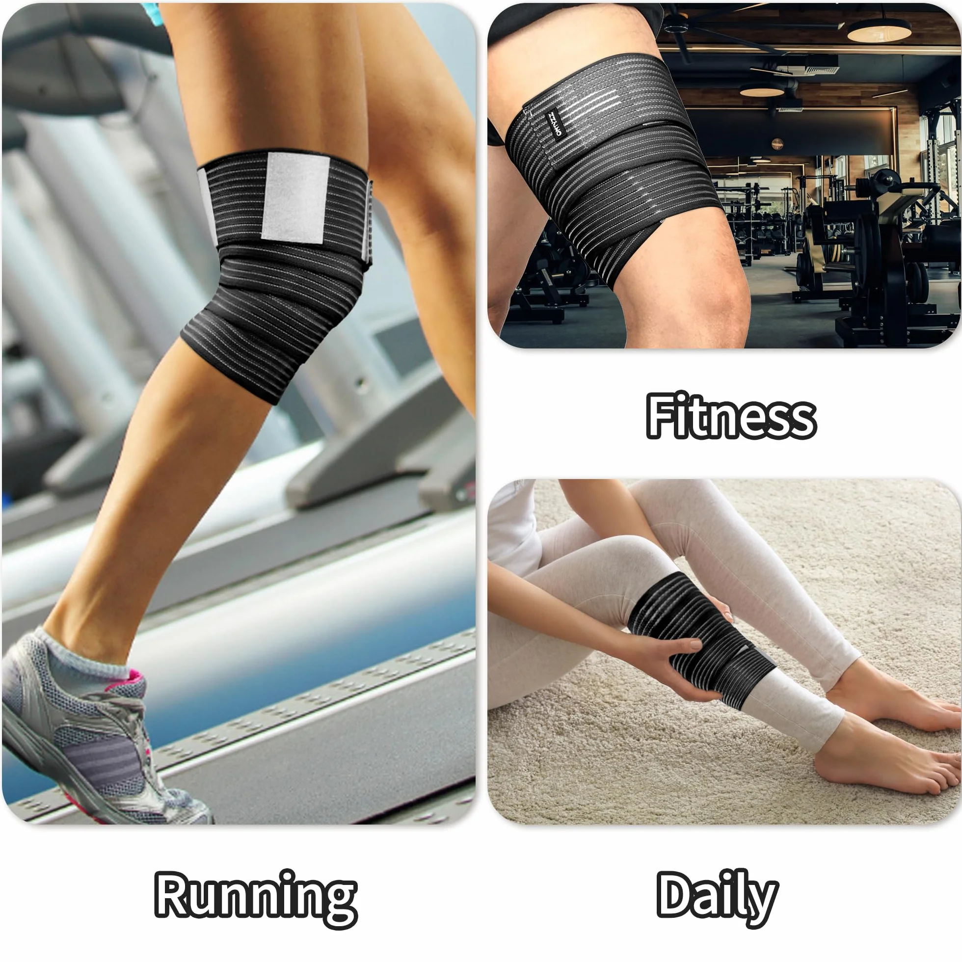 ONTYZZ Bandage du Genou Coude Support Veau Haute Élasticité Compression de la Cuisse Bandage du Poignet Attelle de Cheville pour Sport Gymnase Course S'accroupir Entraînement