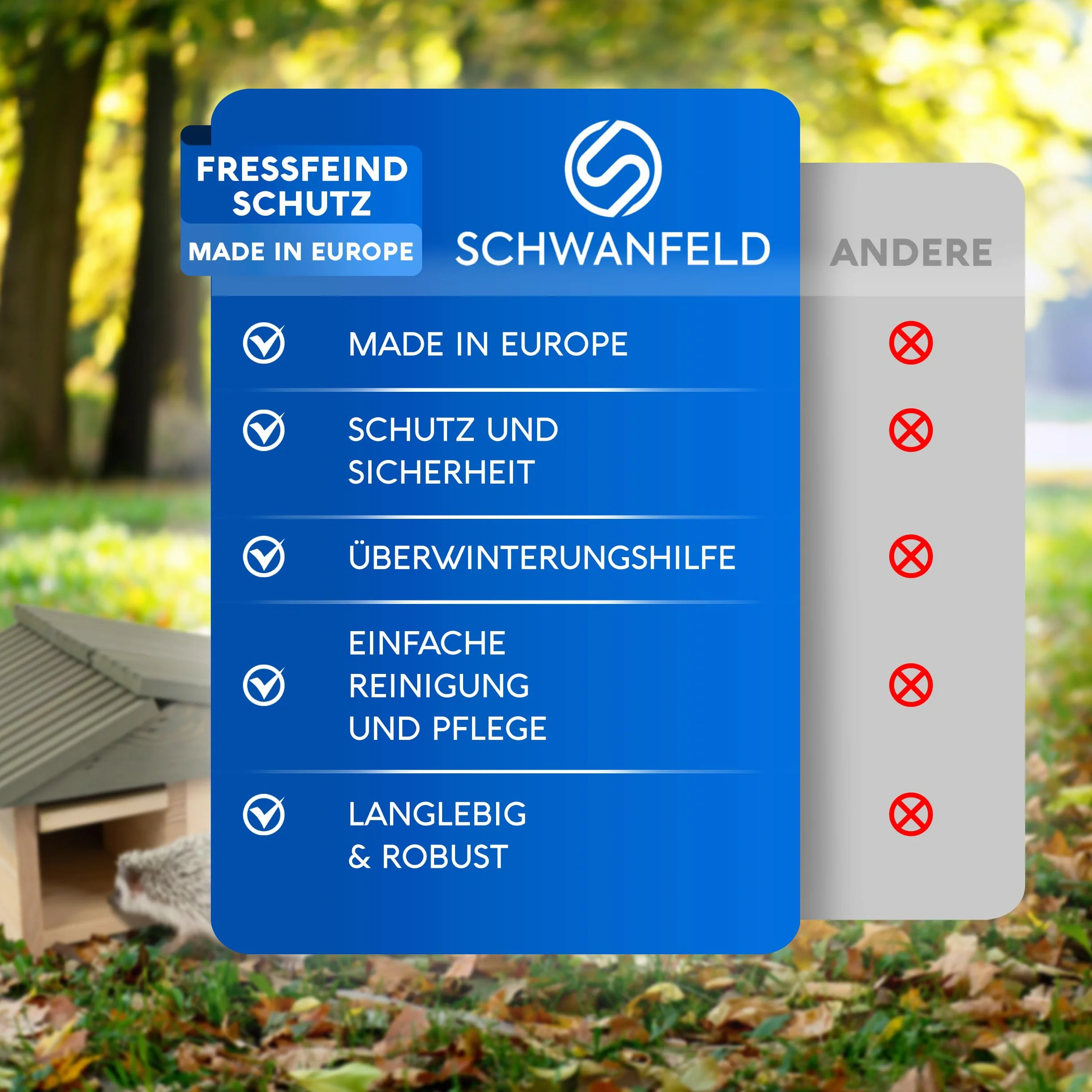 SCHWANFELD® Maison pour hérisson XXL avec fond et clapet à rat – Mangeoire avec entrée labyrinthe