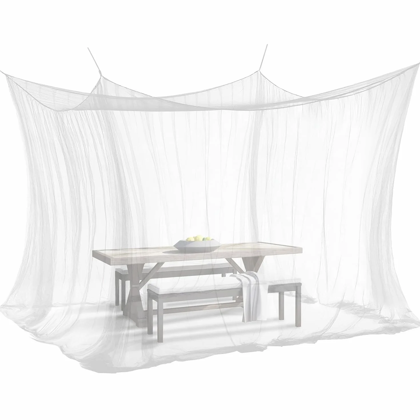 Moustiquaire pour l'intérieur et l'extérieur, 300 x 300 x 250 cm, 220 mailles, taille XXL, pour tente, caravane (blanche)