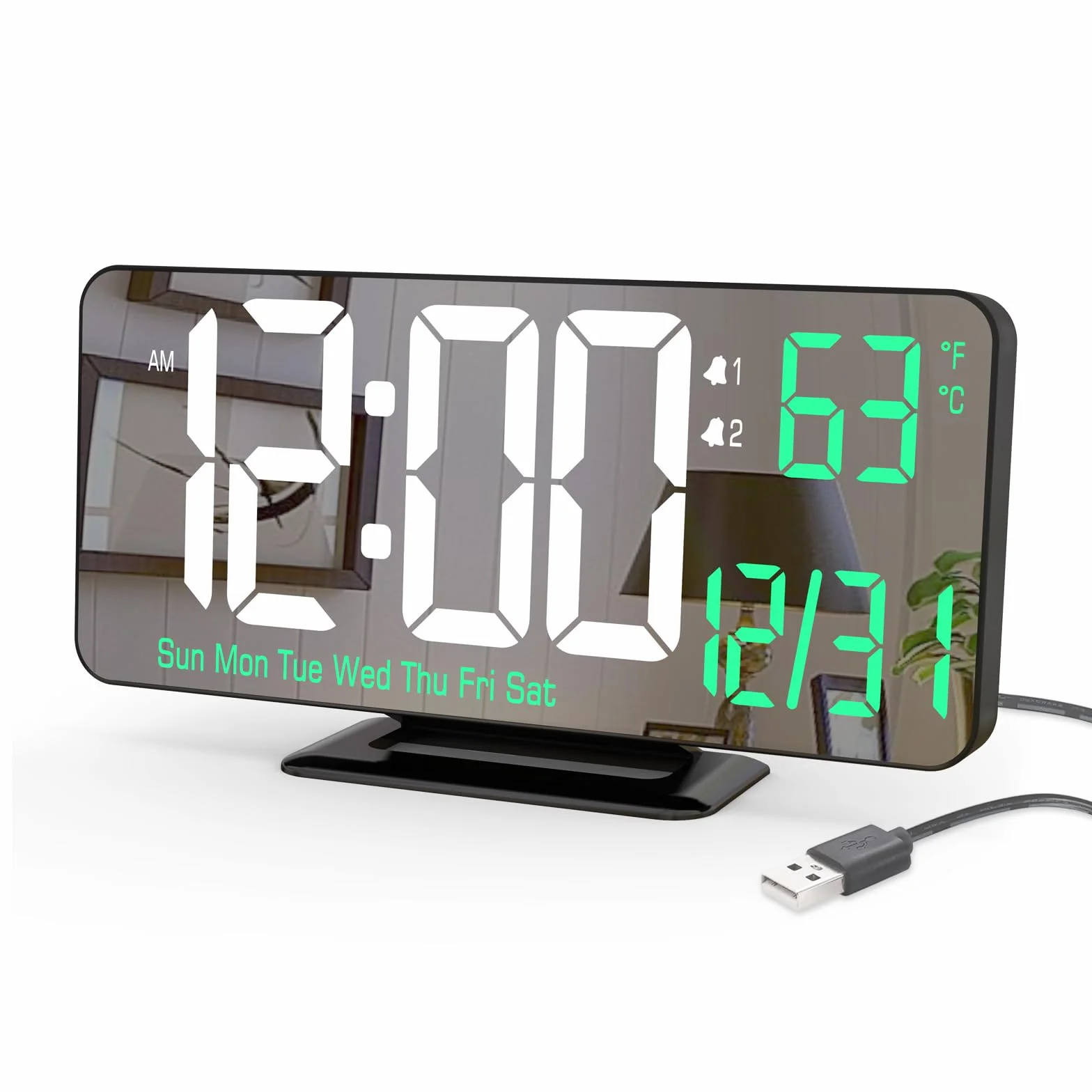 KOSUMOSU Horloge de Table Numérique 6,7 Pouces Double Alarme LED