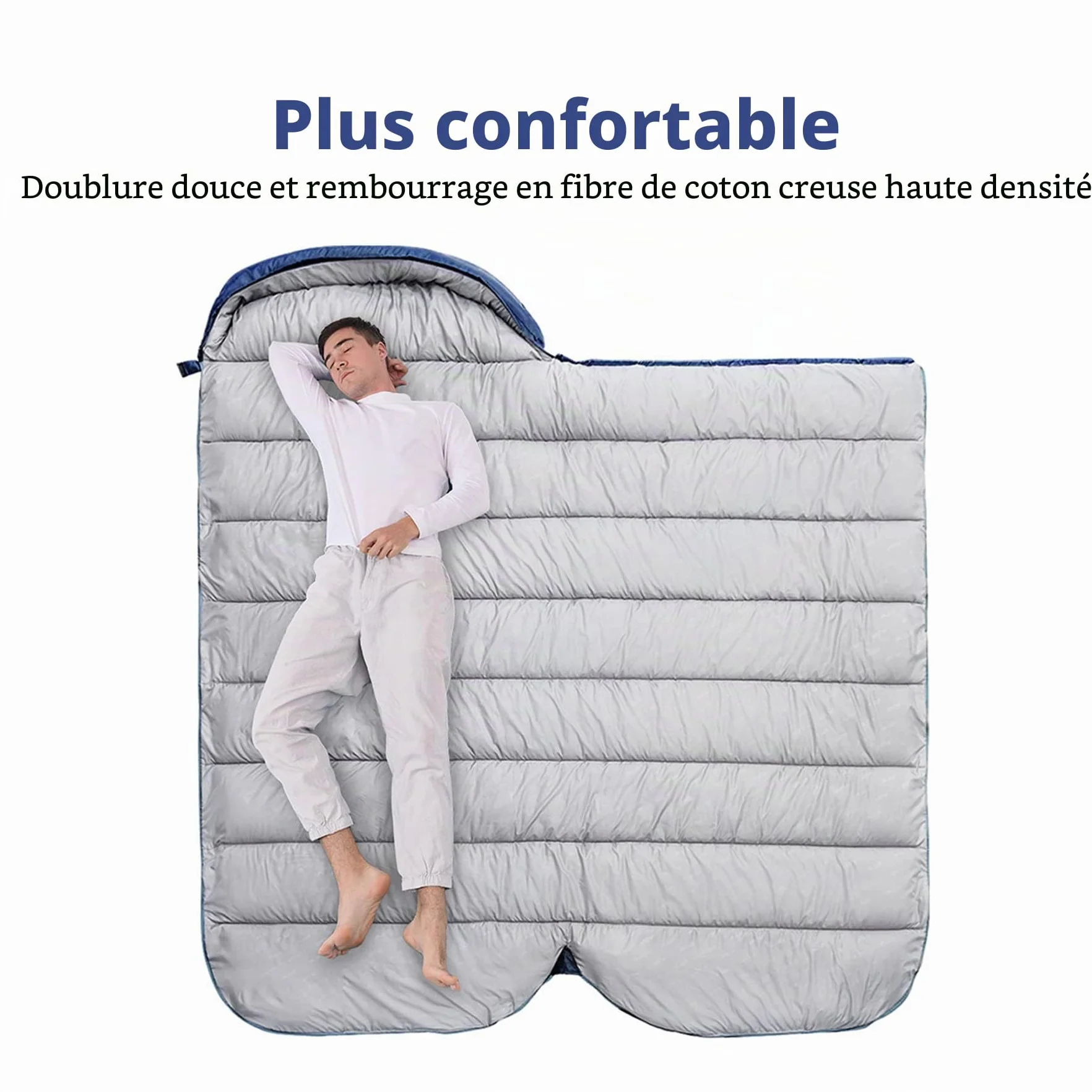 BISINNA Sac de Couchage XXL pour Adultes Grands et Grands, Taille 3-4, Chaud et Confortable, imperméable, léger, idéal pour Le Camping, la randonnée, la randonnée