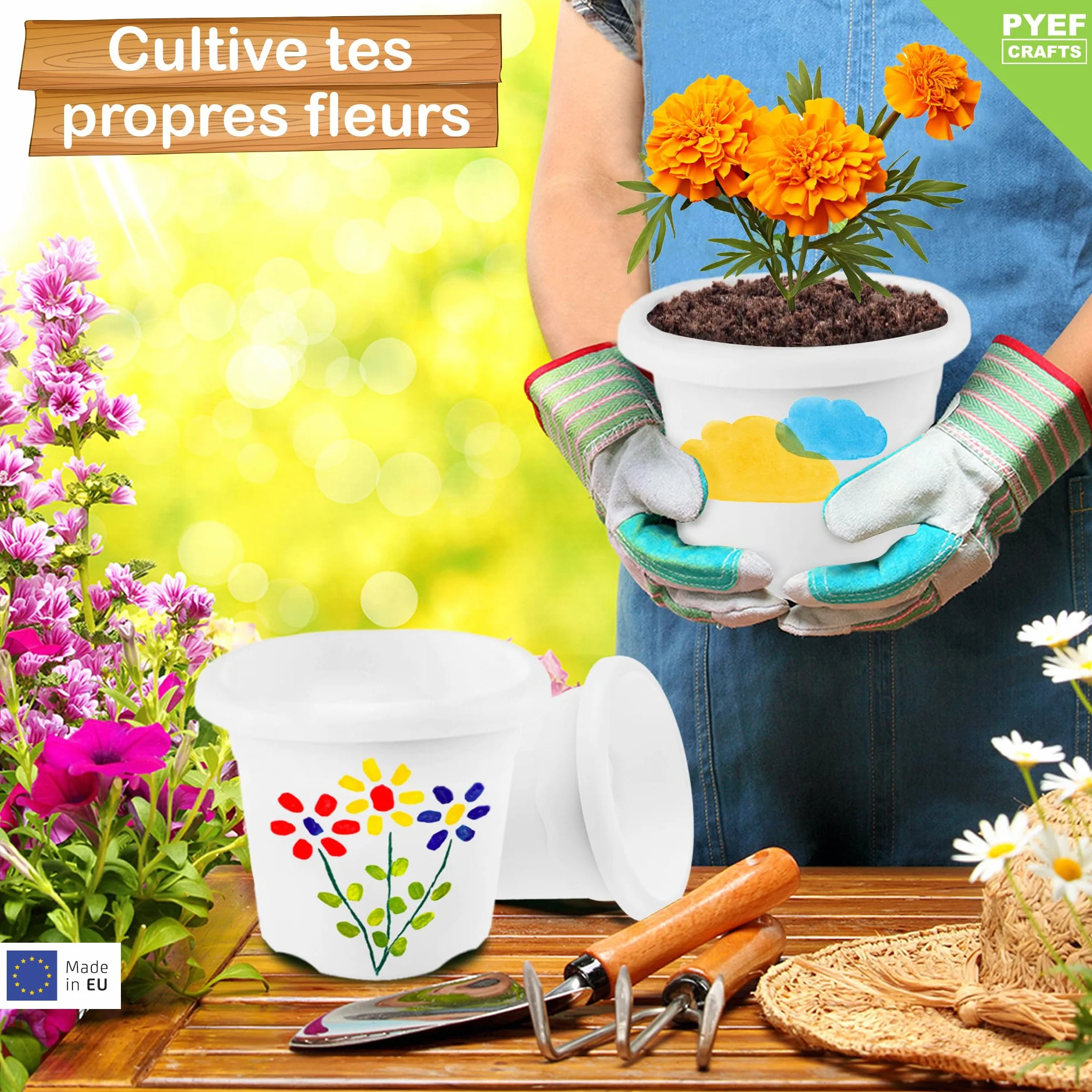 Kit Jardinage Enfant - Set Jardinage & Plantation pour Peindre Fleurs - Jardiniere Potager Gamin