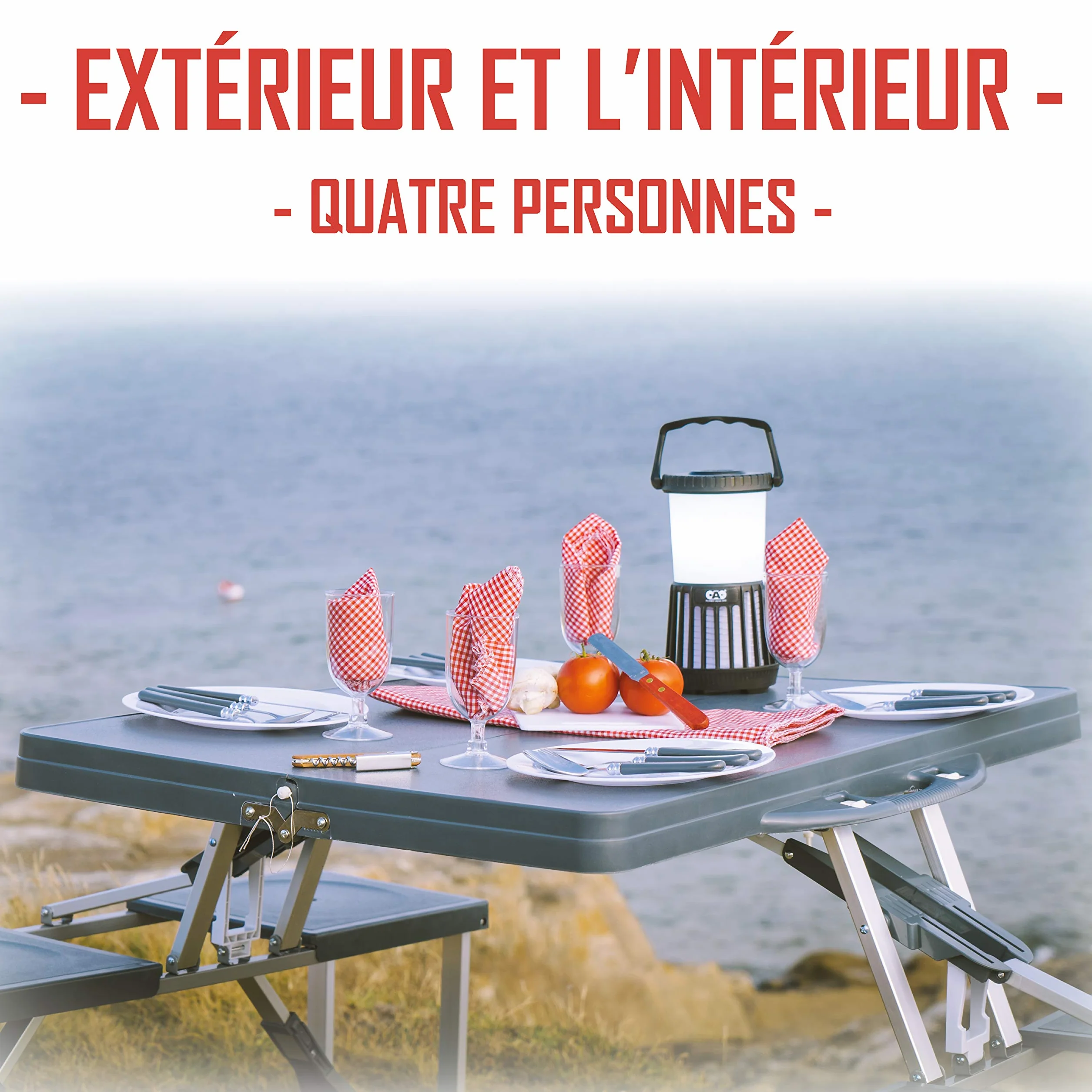 Cao Table Pique-Nique Camping 85 x 65 x 67 cm Bleu