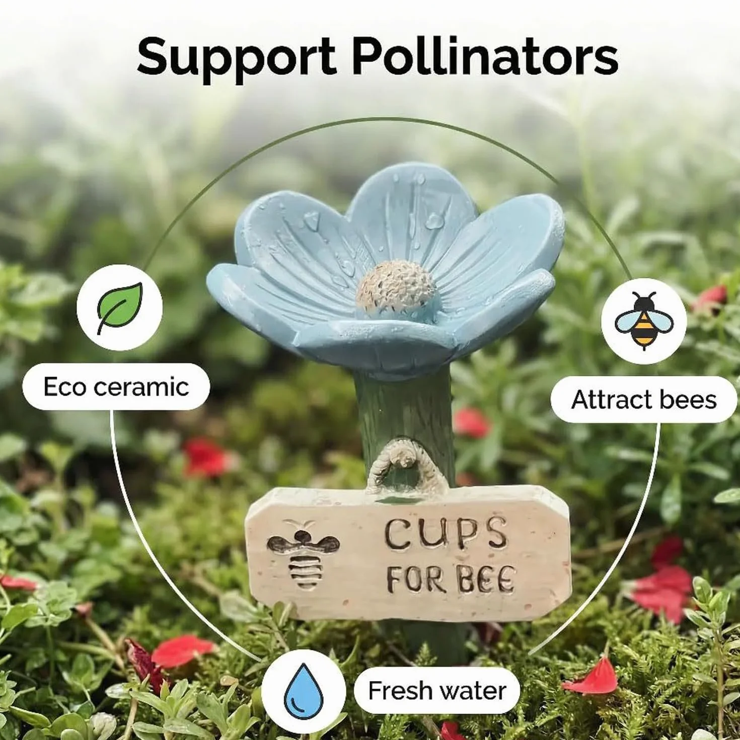 Station d'Abreuvement pour Insectes et Abeilles, Gobelets d'Eau Décoratifs Réutilisables, Abreuvoir d'Extérieur pour Pollinisateurs (5)