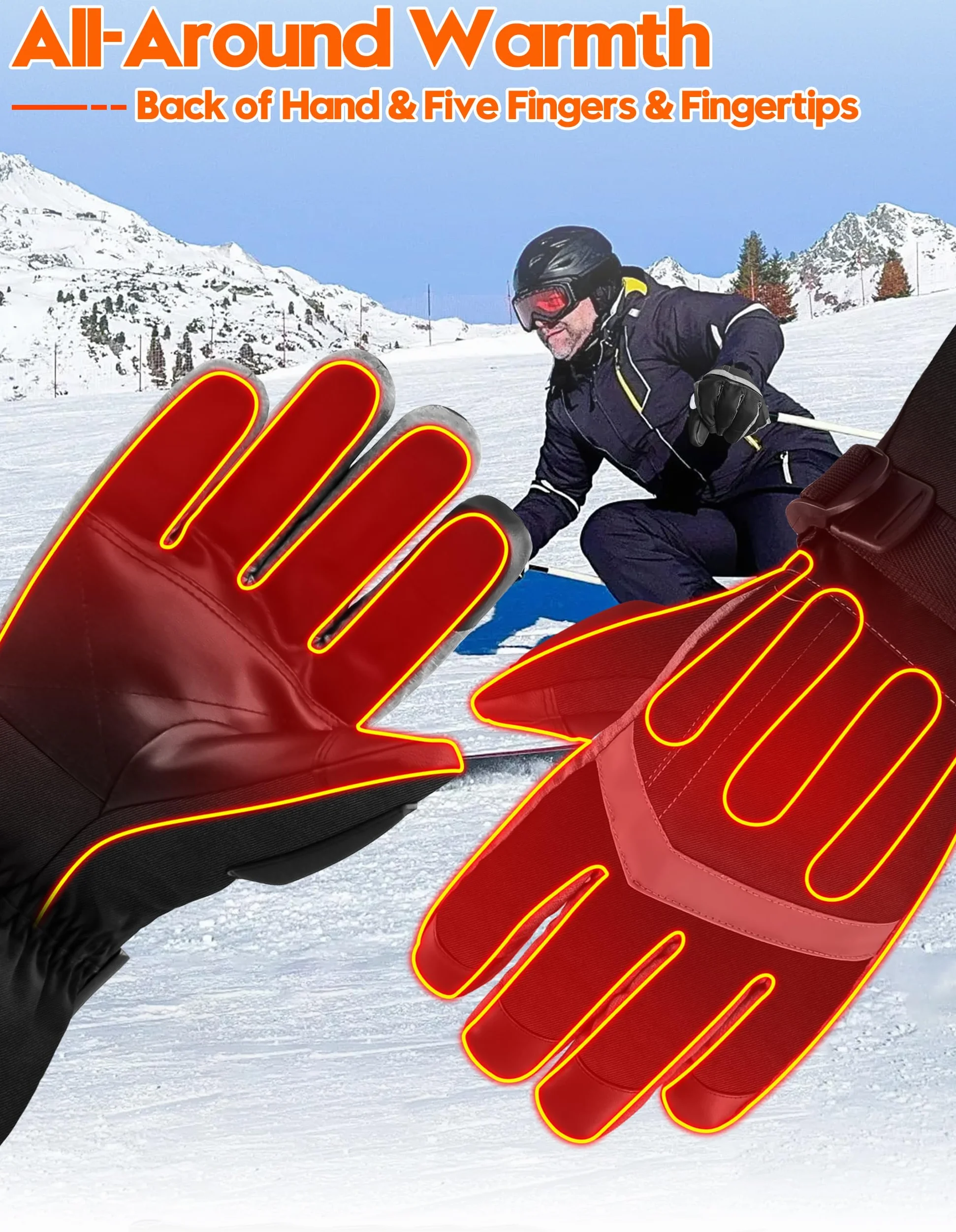 SVPRO Gants chauffants, 5 V 6000 mAh, rechargeables, pour homme et femme, gants chauffants électriques imperméables et coupe-vent pour le ski, la chasse, la moto, la randonnée, le travail en plein air