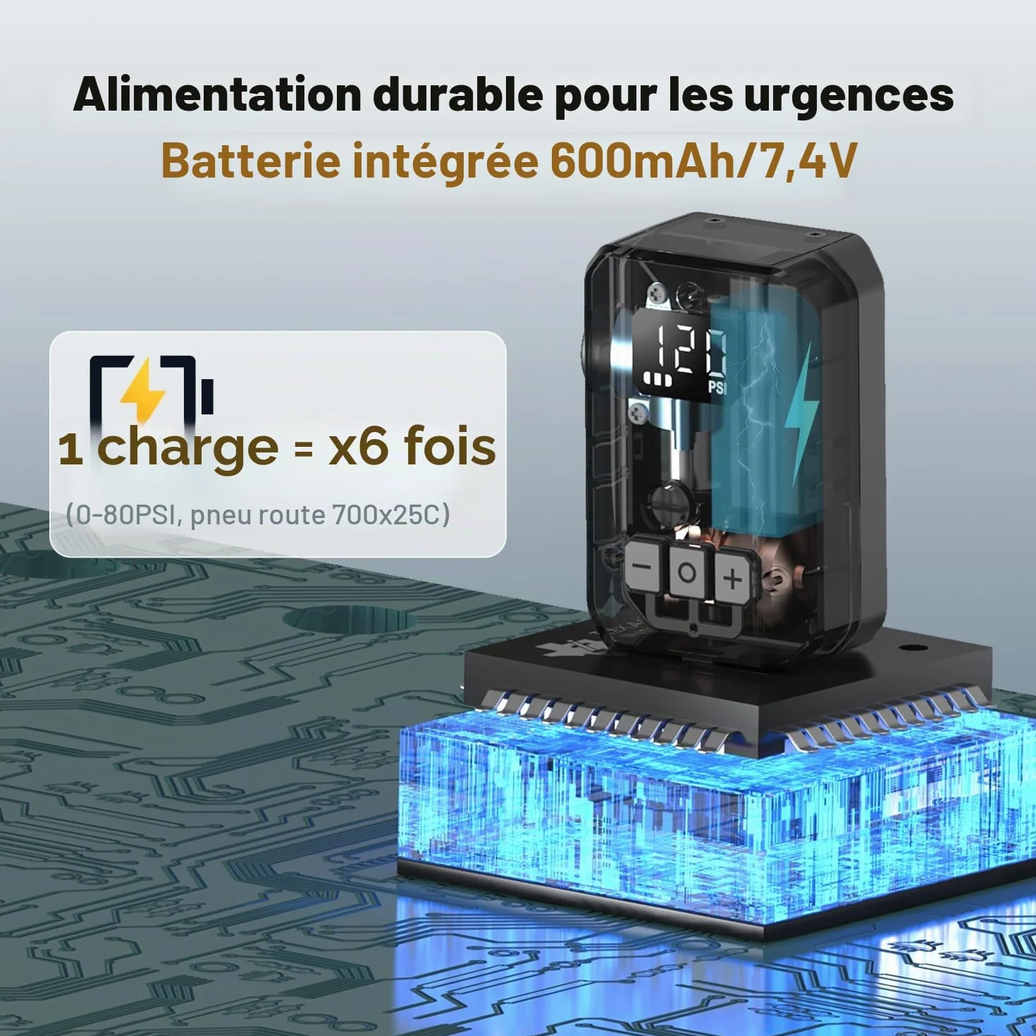 Peakspeak Mini Pompe à vélo AS260PRO, Pompe à vélo avec manomètre et Auto-Stop, Rechargeable USB-C, gonflage précision valves Presta/Schrader, vélo Route, VTT et Moto
