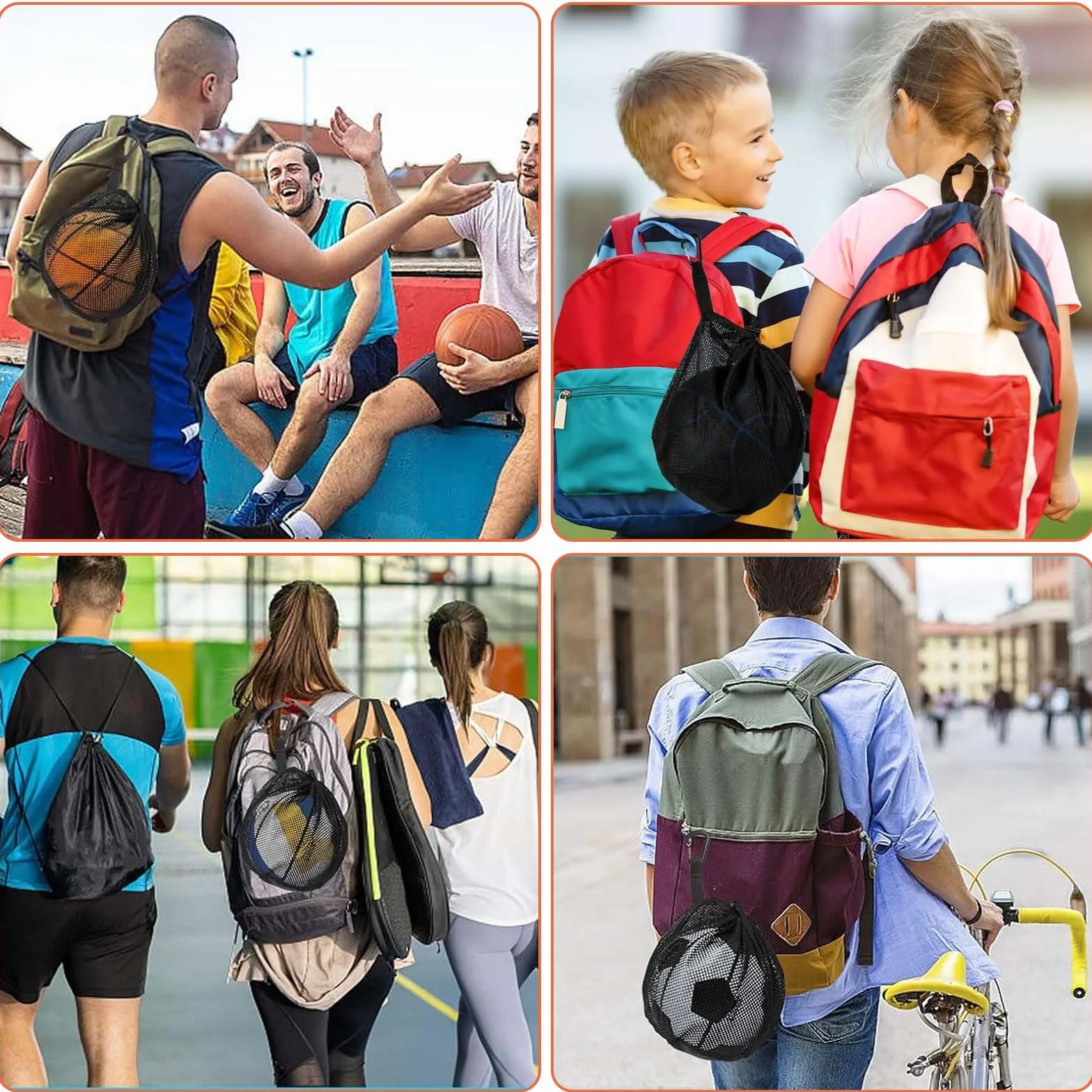 Sac de Foot et Sac De Cordon 2 Pièces Total, Filet Ballon, Sac à Ballon, Sac à Ballon de Foot, Sac de Sport, Sac a Dos Cordon, Sac à Dos de Rangement, Gym Sack