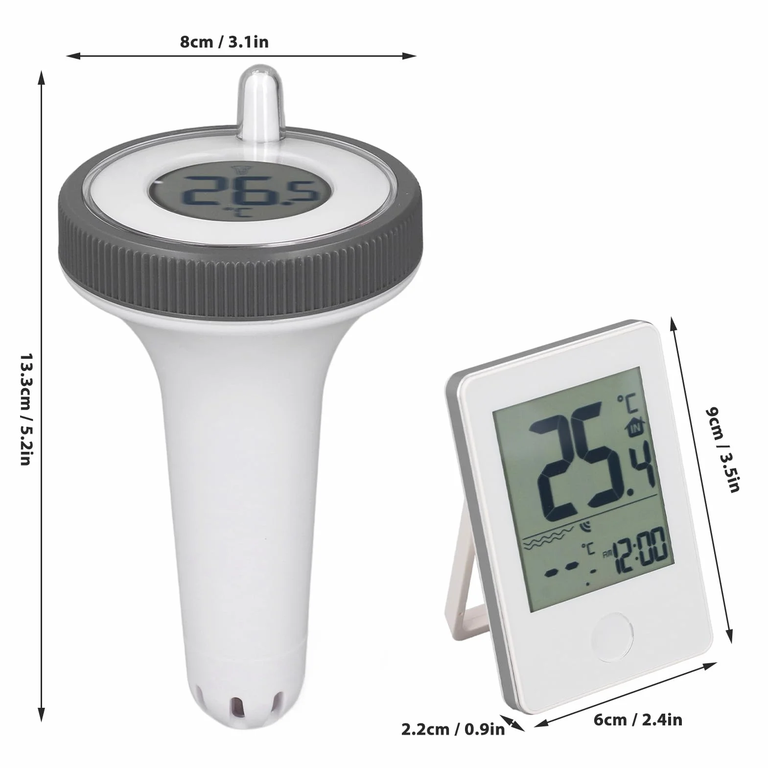Thermomètre Flottant Numérique sans Fil ABS étanche pour Piscine, Bains à Remous et Aquariums