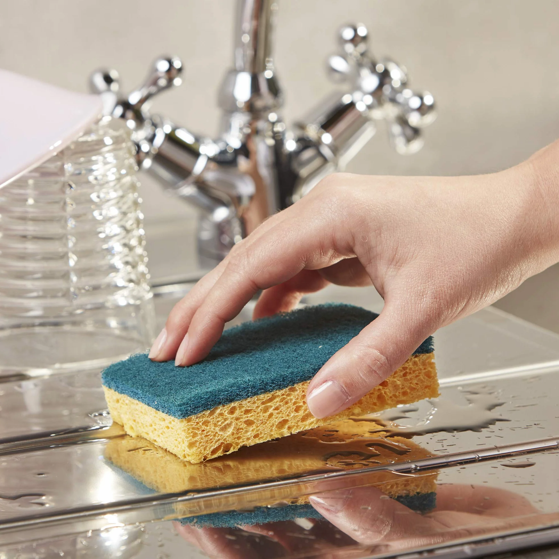 Spontex Gratte-Eponge Stop-Graisse 2 éponges grattantes vertes protection anti-graisse
