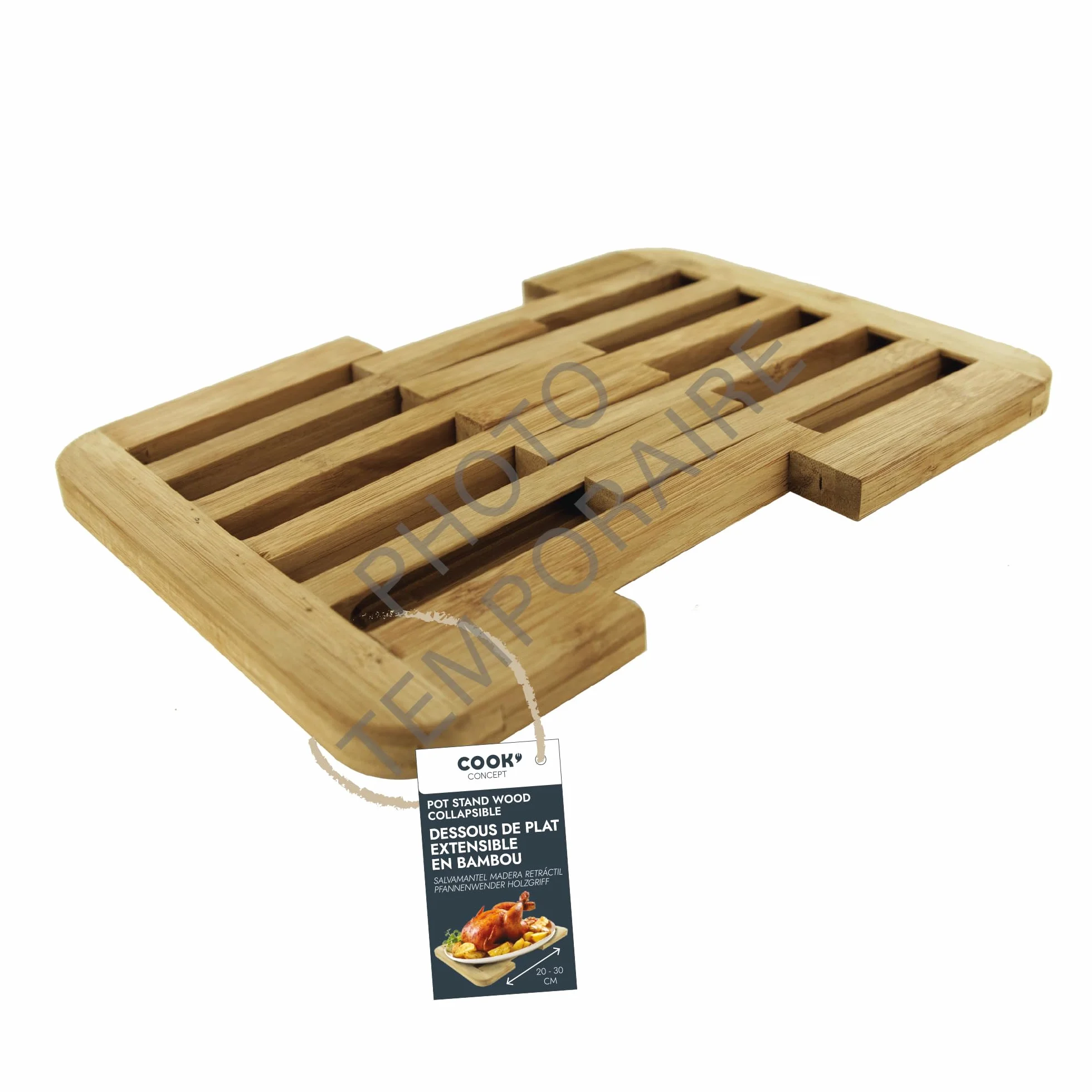 COOK CONCEPT KA2137 Dessous de Plat Extensible en Bois de Bambou 20-30 cm Beige