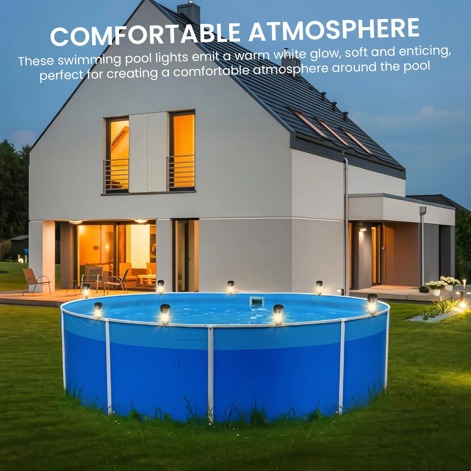 BORDEAG Lot de 10 Lampes Solaires Étanches de Piscine, Éclairage pour Clôture et Bassin