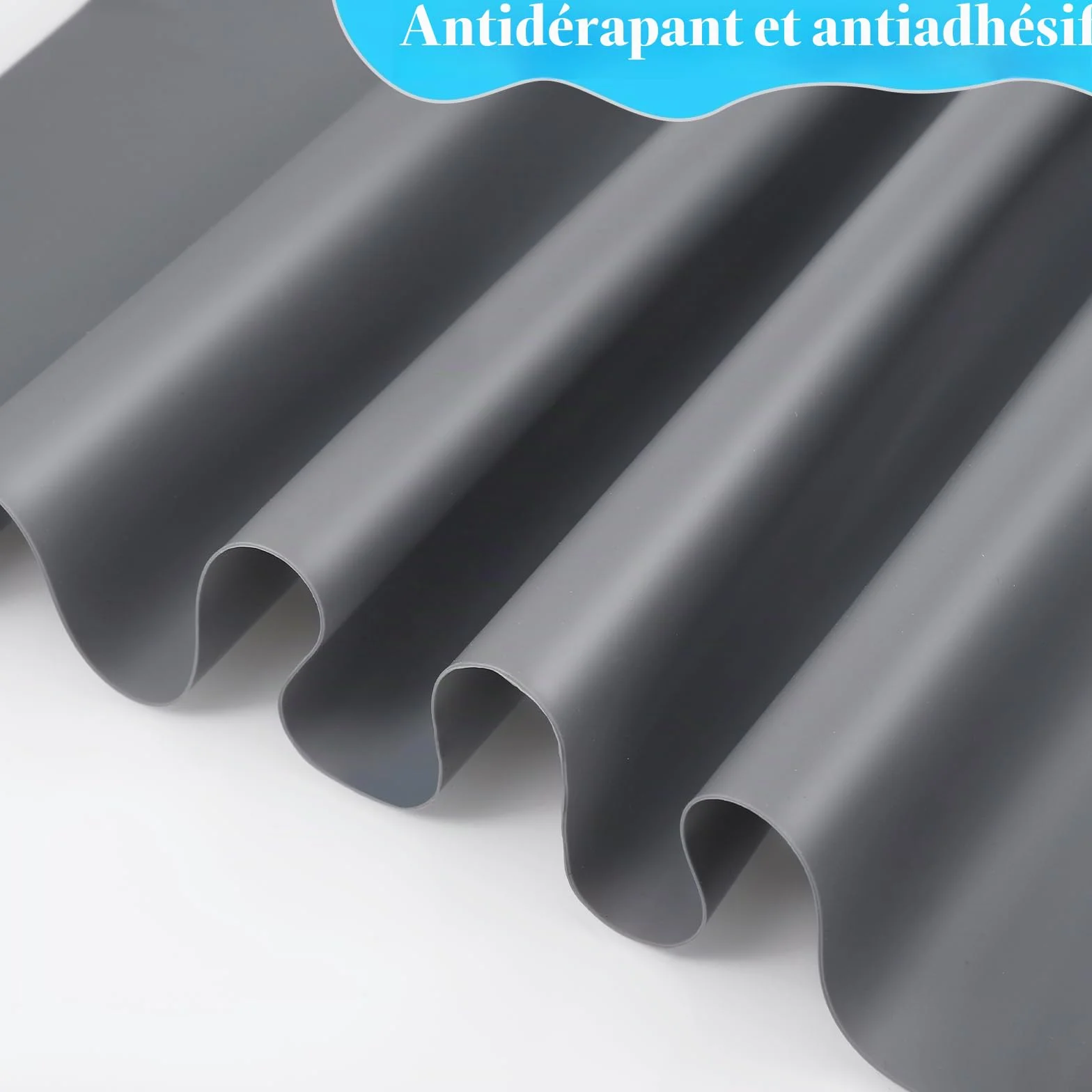 Tapis Silicone Grand 70 x 50cm Antidérapant Résistant à la Chaleur Cuisine Gris