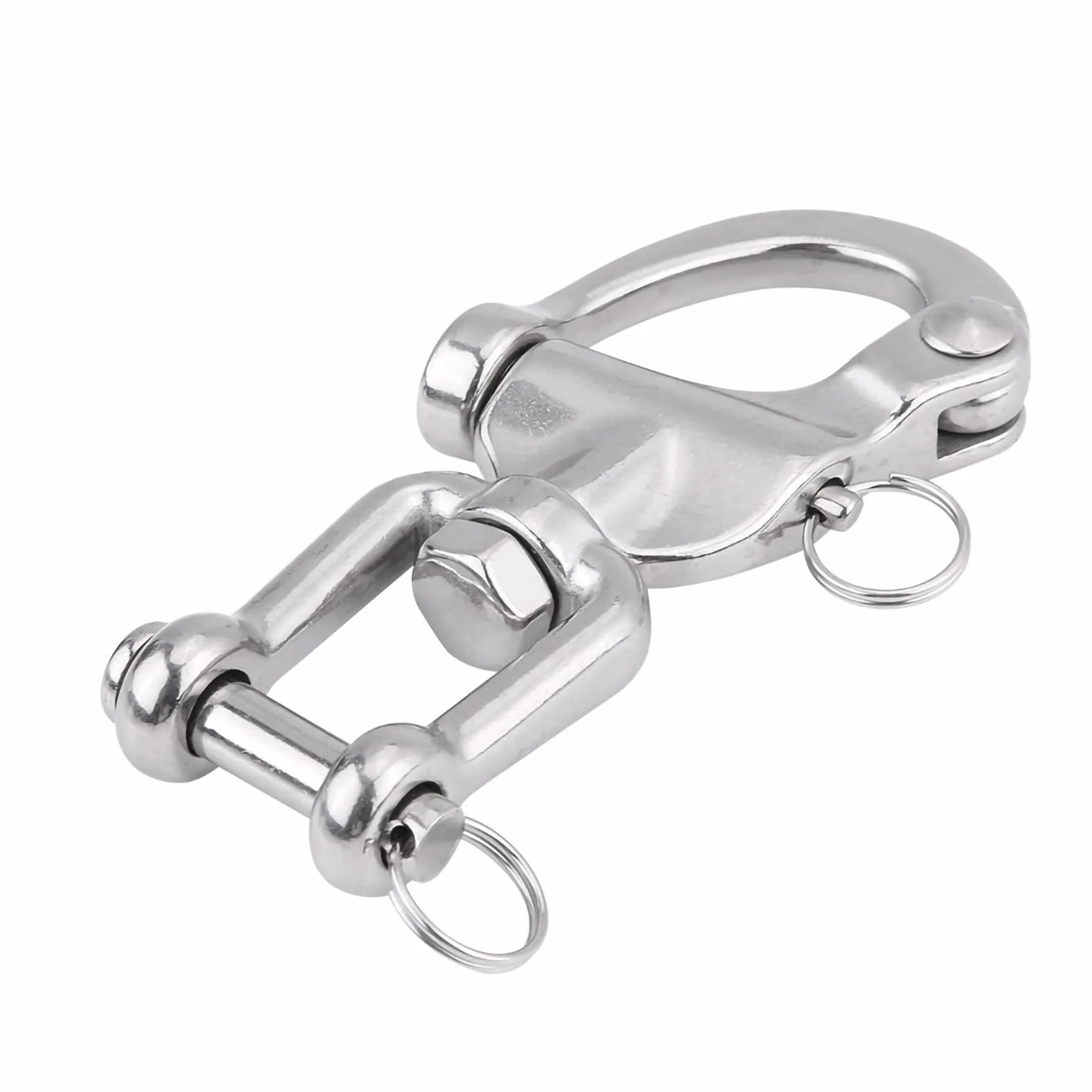 Keenso Mousqueton Pivotant à Emerillon, Maillons Rapides en Acier Inoxydable 316 Crochet à Ressort Rapide à Largage pour Drisse de Voilier Bateaux(128mm)