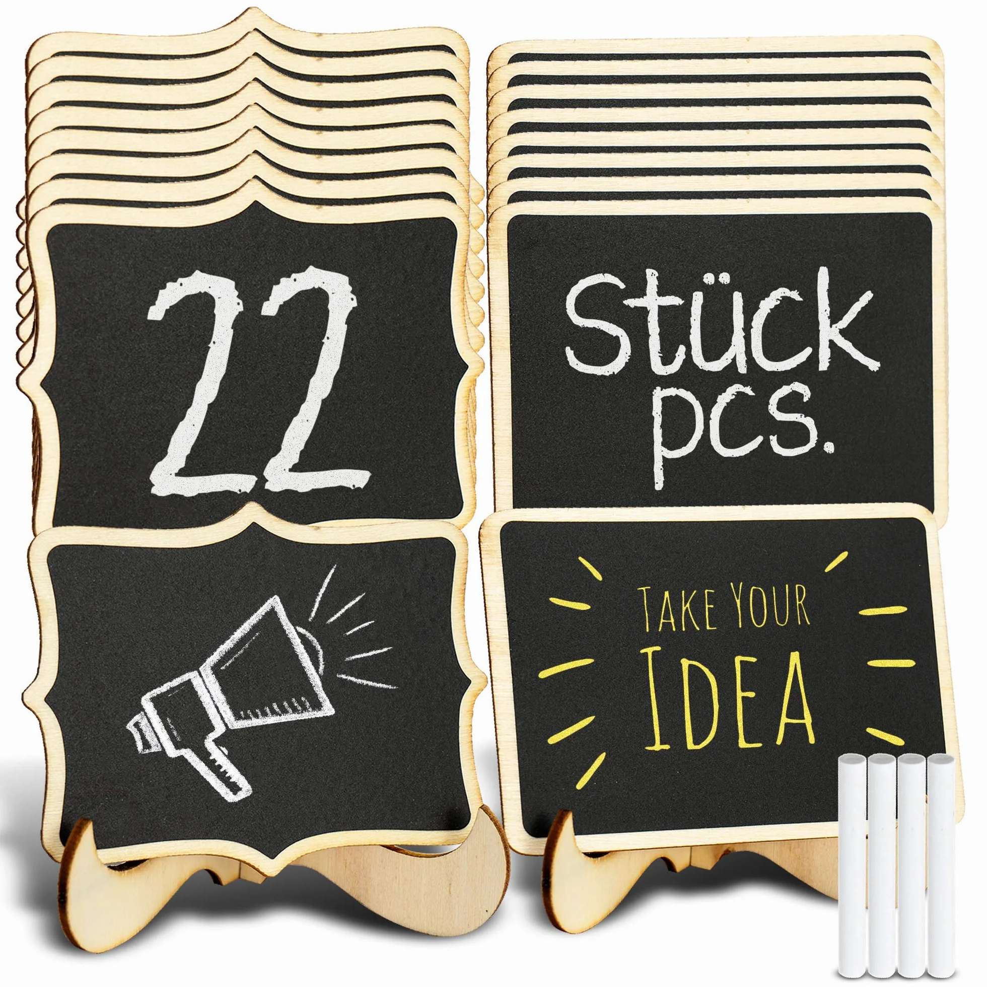 Tritart Mini Tableau Noir en Bois avec Support 22x Ardoises pour Décoration Mariage Buffet