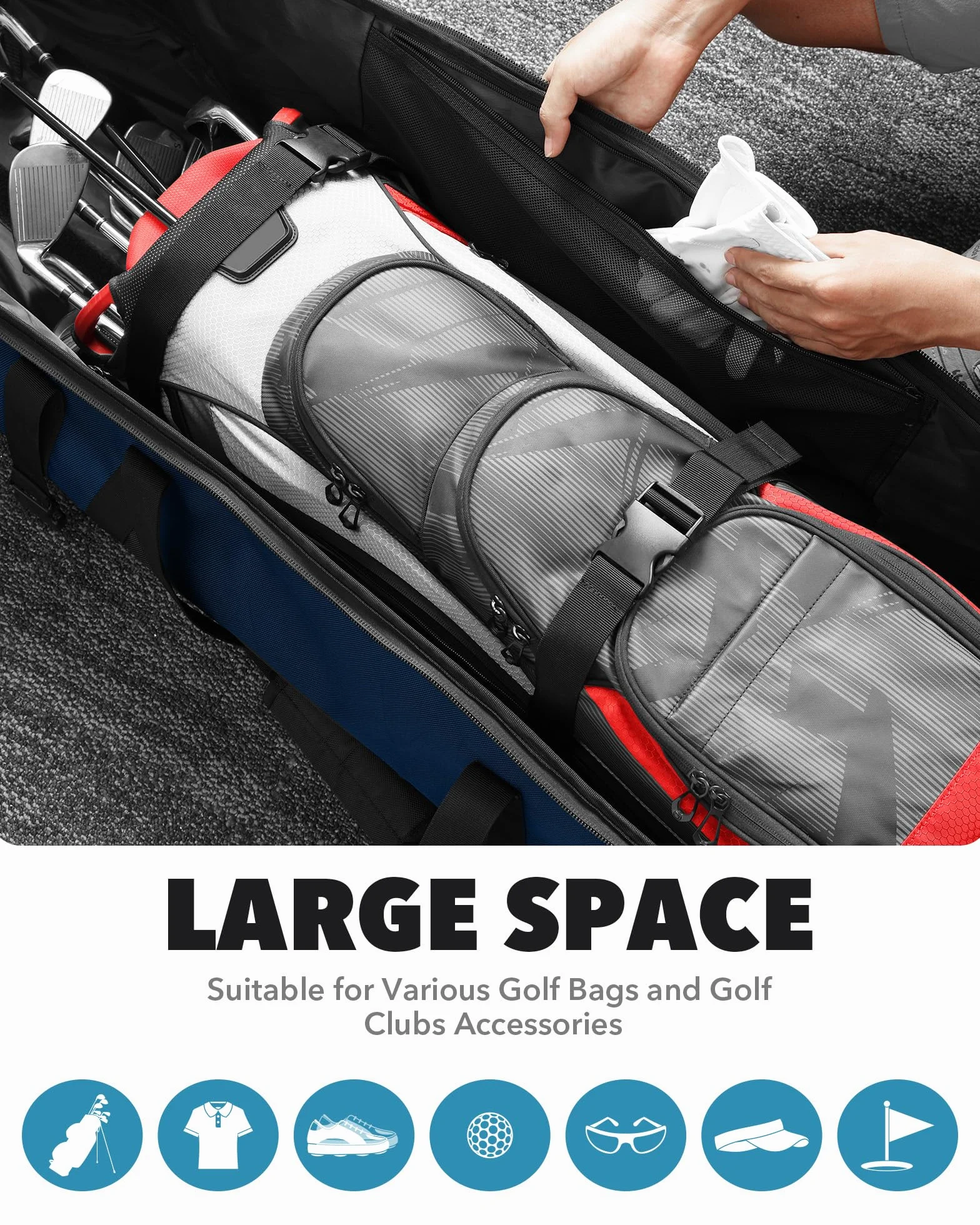Findway Sac Voyage Golf avec Coussin Amovible Supplémentaire, Housses de Voyage de Golf pour Clubs en Oxford 1680D Résistant à l'usure et Imperméable
