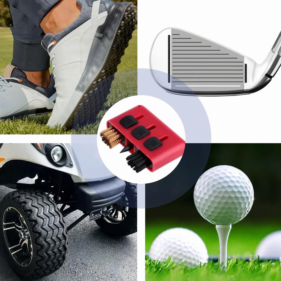 Lot de 3 brosses de golf 3 en 1 plastique nettoyage rainures cuivre 3 trous