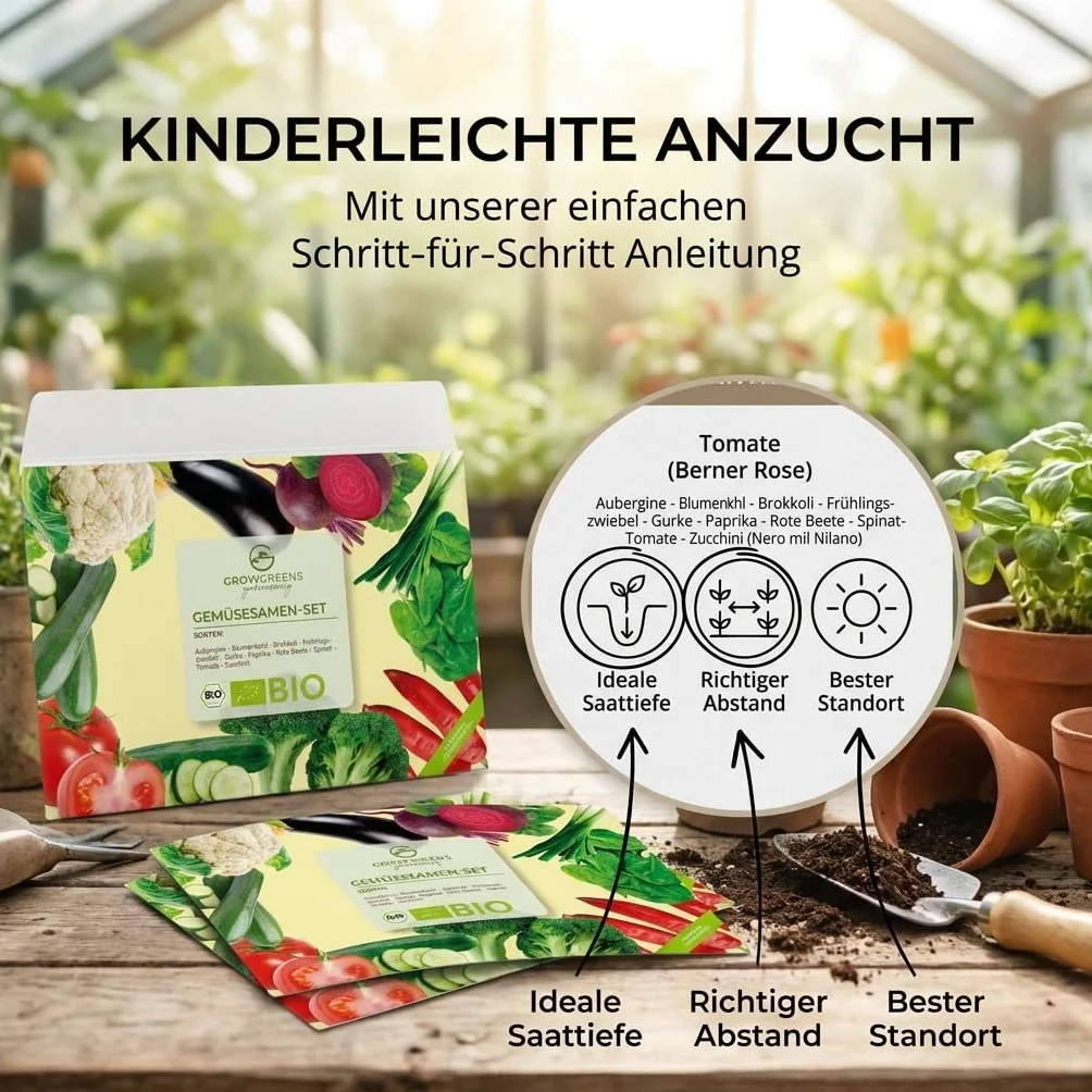 BIO Kit de graines potager 10 variétés légumes - semis biologique prêt à pousser terrasse, balcon, jardin