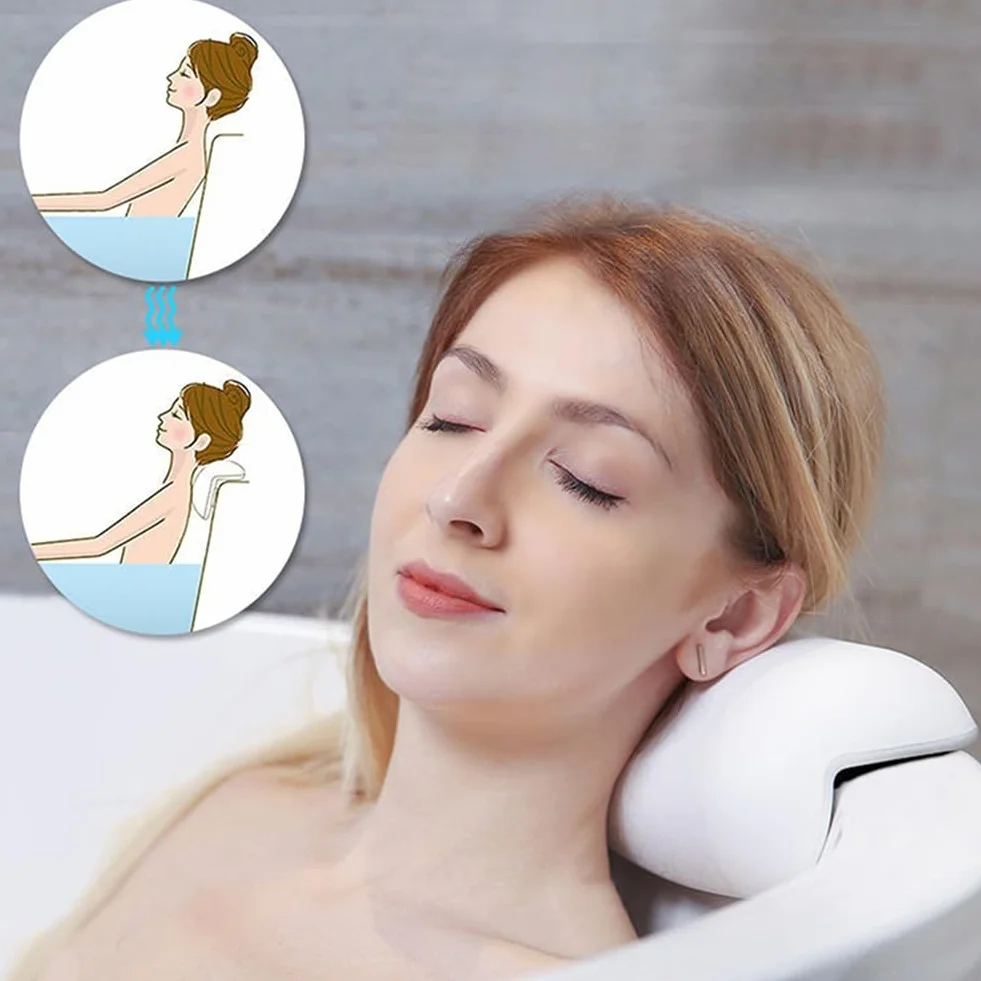 Oreiller de Bain Spa Antidérapant Imperméable avec Ventouses Coussin de Cou Noir