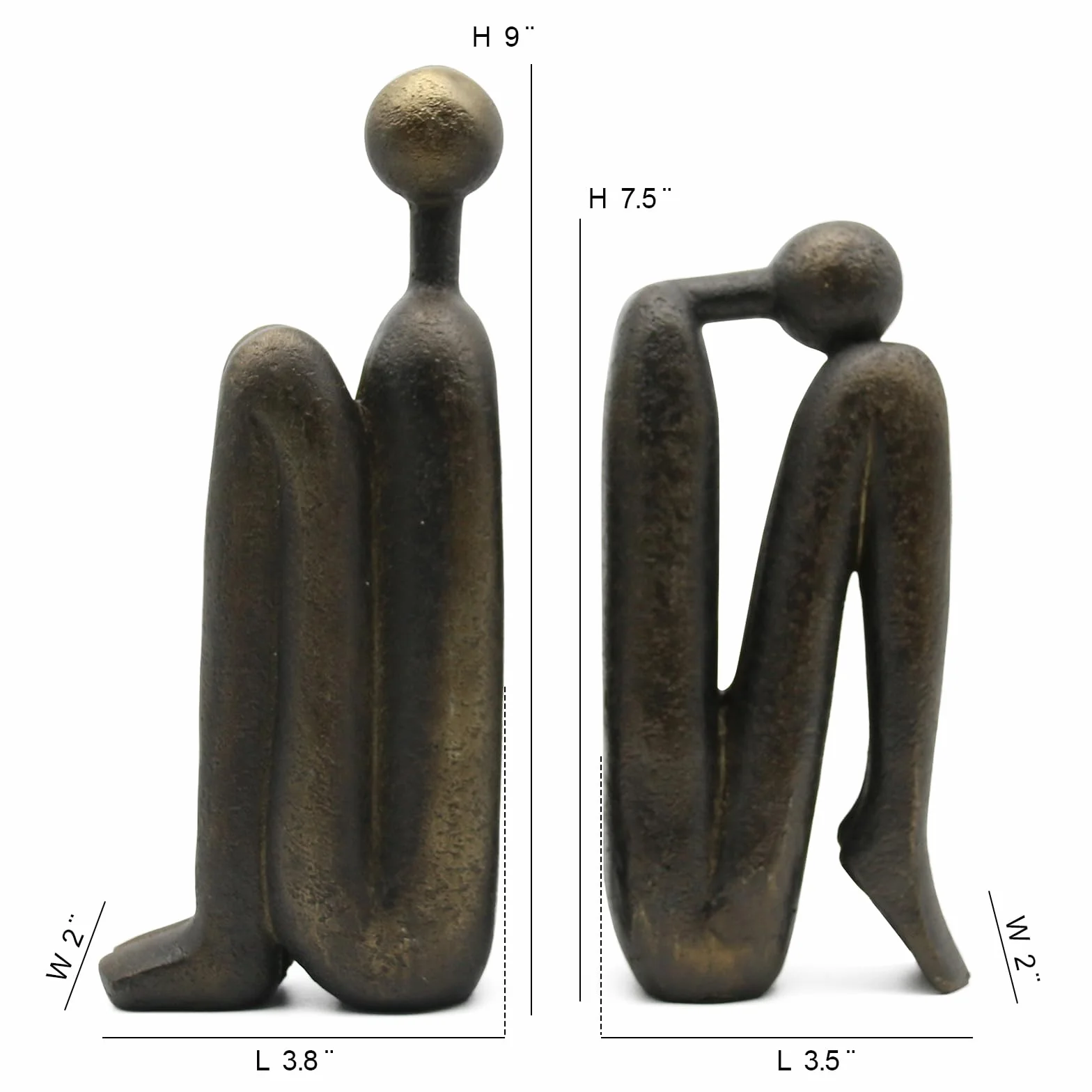 Lukitas Thinker Statues Serre-Livres décoratifs antidérapants en résine
