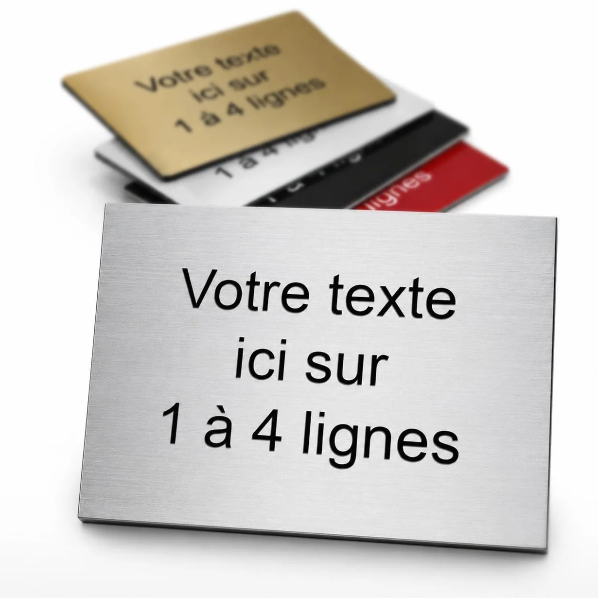 Plaque gravée personnalisée Alu Brossé 19,5x14cm autocollante 1-4 lignes