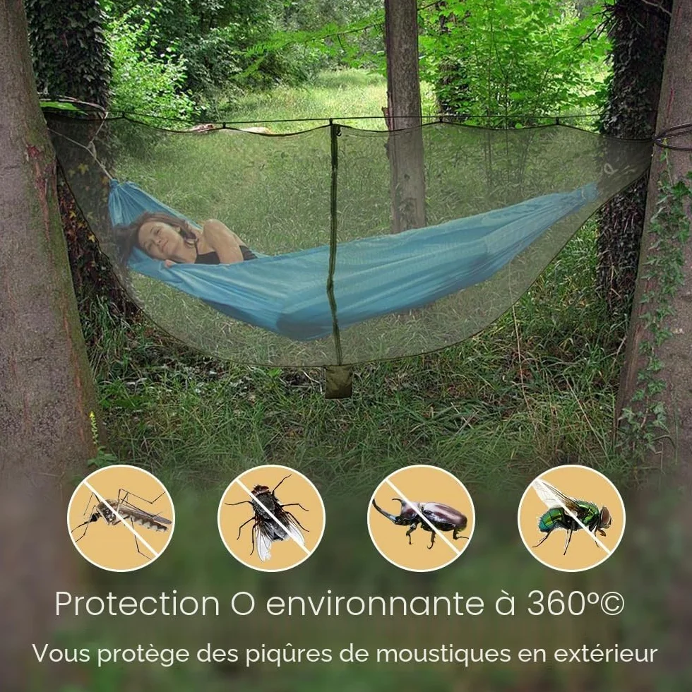 Moustiquaire de Camping pour Hamac, Moustiquaire Ultralight pour Hamac Portable Moustiquaire de Hamac Fermeture éclair Double Face Moustiquaires pour Jardin Camping Voyage Extérieur