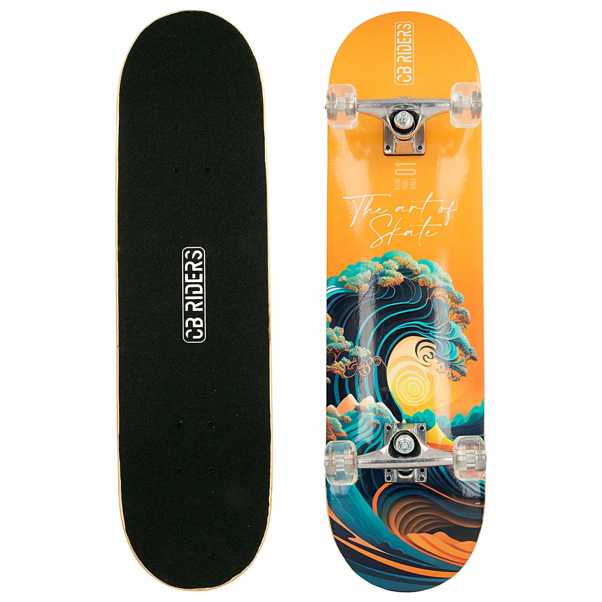 COLORBABY CB Riders 47200 Skateboard, 79 x 20 cm, Max. 100 kg, fabriqué en Bois, axe Aluminium, antidérapant, Skateboard Enfant, Planche avec 4 Roues PU, Cadeau 6 Ans