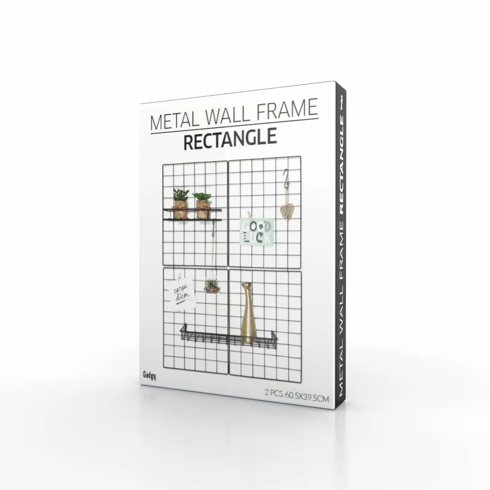 Gadgy Set de 2 Grilles Murales Métal Noir 60,5 x 79,5 cm - Organisateur Mural pour Bureau