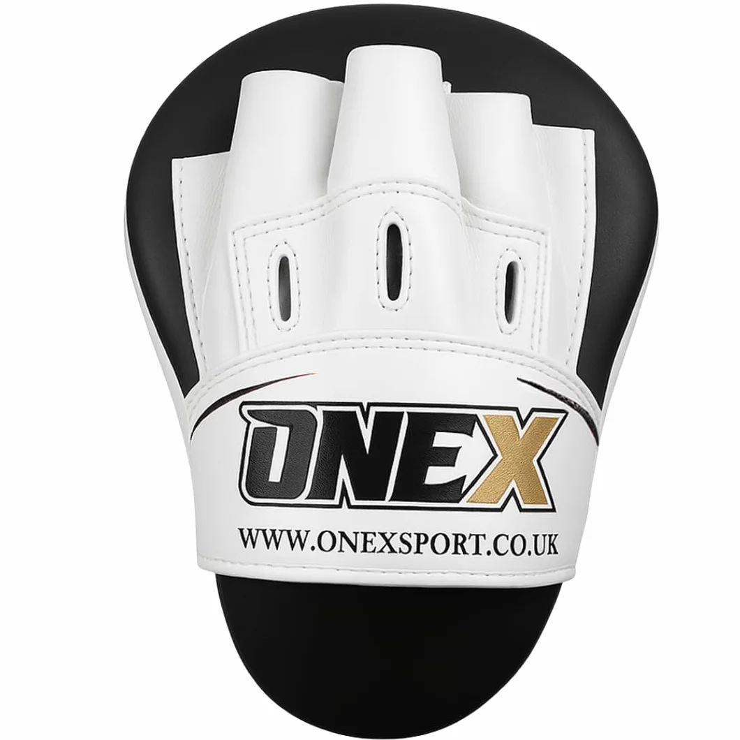 1 Paire de Pattes d'ours Boxe en Cuir Bouclier Courbe pour Boxe Taekwondo Muay Thaï MMA Cible Pad pour l'Entraînement de Sport de Combat (Black/White)