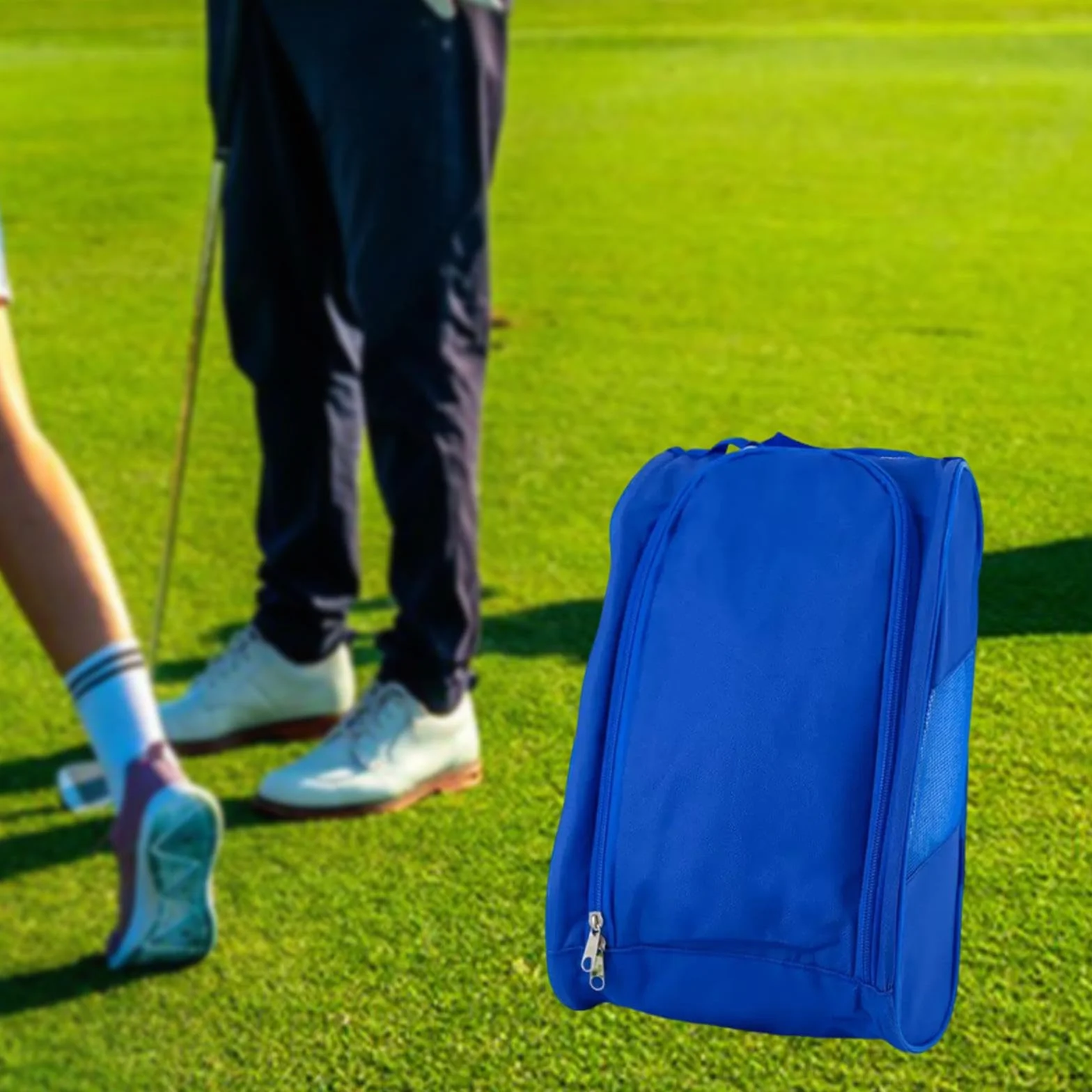 Sac de Transport pour Chaussures de Golf, Respirant et Portable avec Fermeture éclair, Bleu