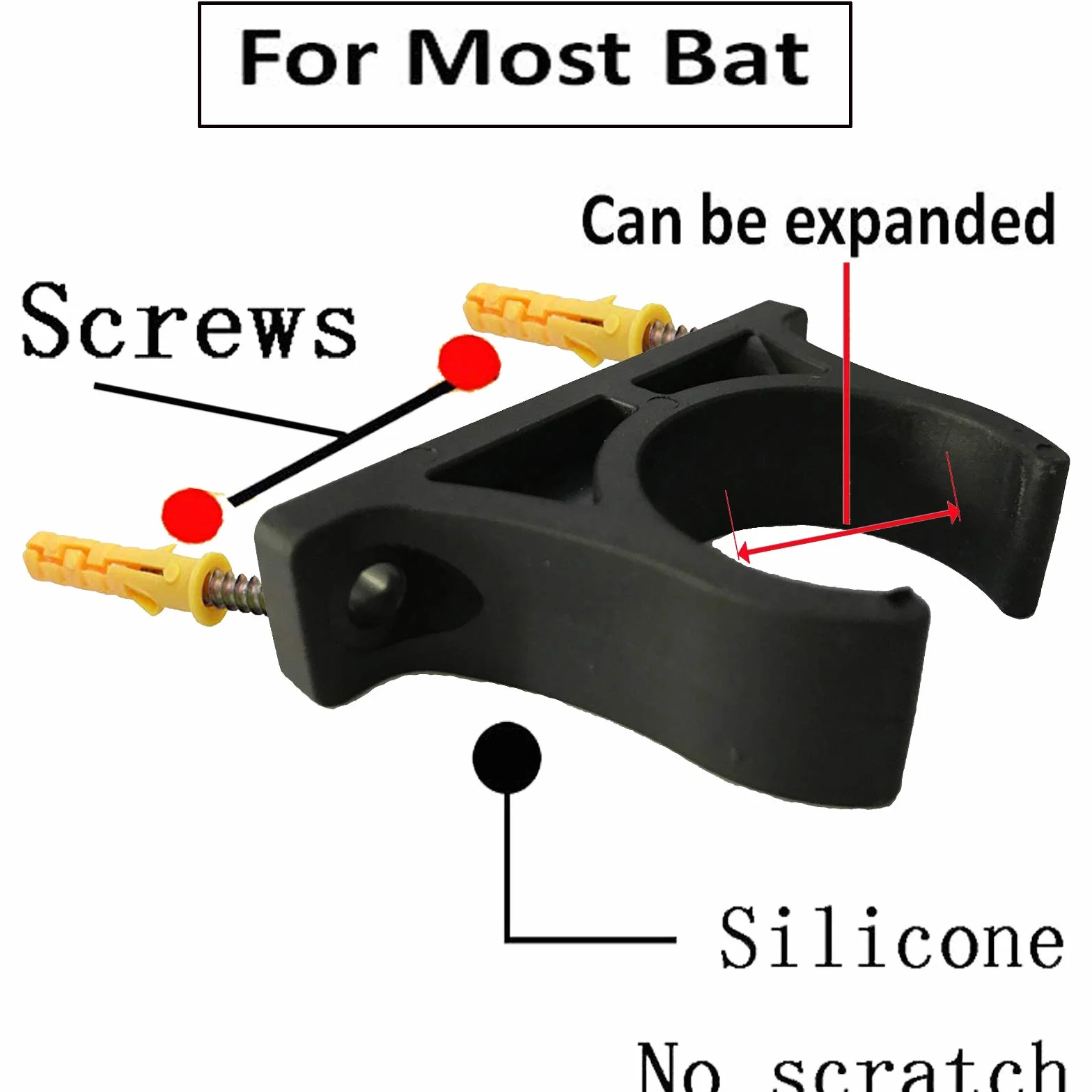 Pmsanzay Lot de 2 supports muraux universels verticaux pour batte de baseball, softball, support mural – Peut contenir 2 battes – Facile à installer – Matériel inclus – Pas de raquette
