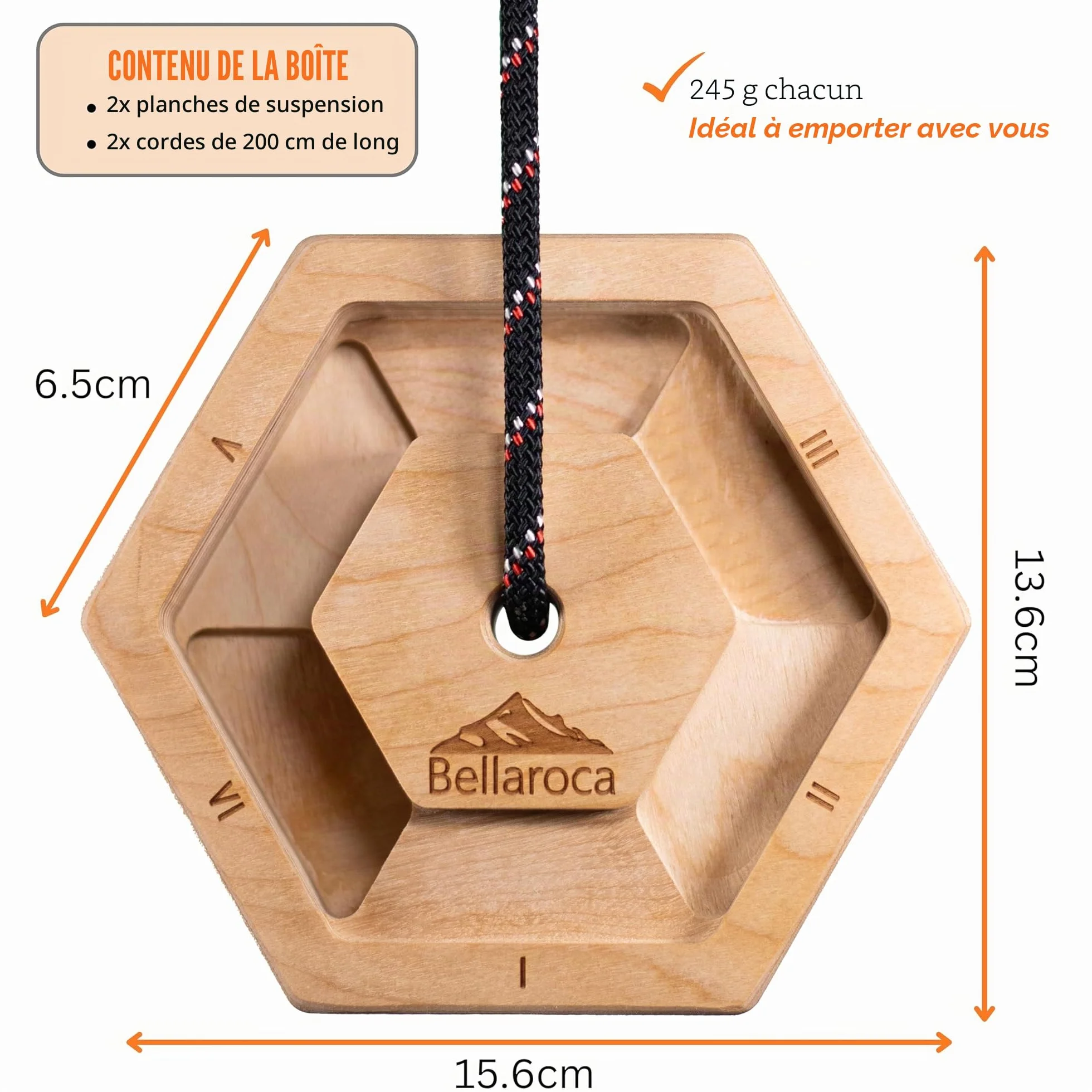 Bellaroca® | Hangboard d'escalade Portable pour l'entraînement d'escalade, Planches d'escalade Professionnelles pour la Force des Doigts en Escalade et Blocage
