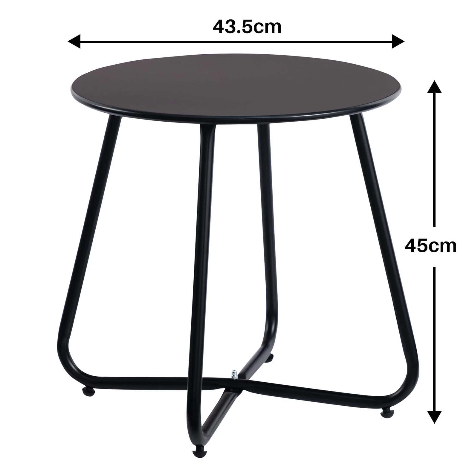 HollyHOME Petite Table Exterieur Ronde Table Basse Patio Métal Noir