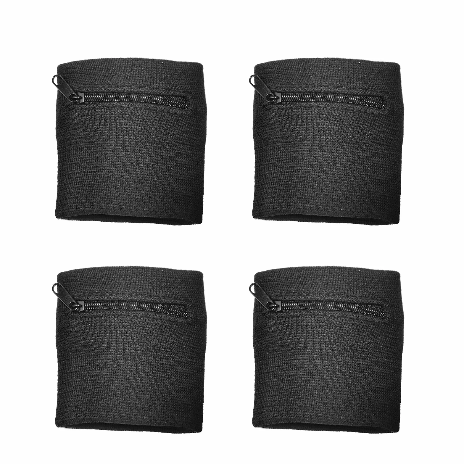Pochette de Sport 4 Pièces avec Fermeture éclair, Bracelet Bandeau Poignet Poche Zippée Respirant pour Clé Monnaie Rangement Gym Randonnée