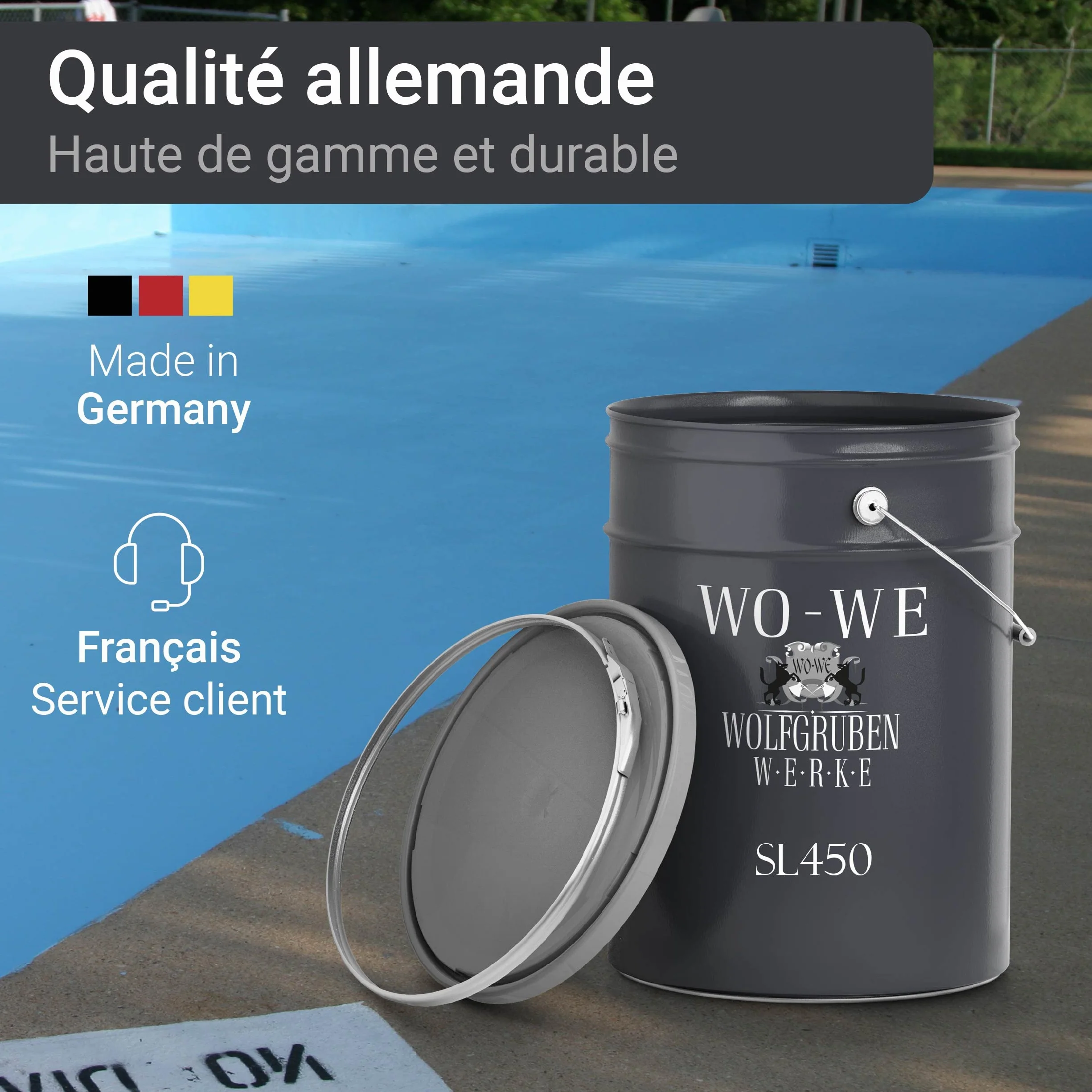 Kit de Peinture Résine pour Piscine SL450 Bleu clair RAL 5012 10Kg