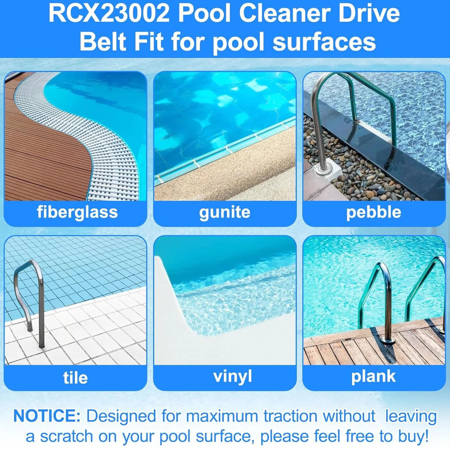 Courroies d'entraînement Aquavac Tiger Shark pour Hayward Nettoyage Piscine Caoutchouc 2 pièces